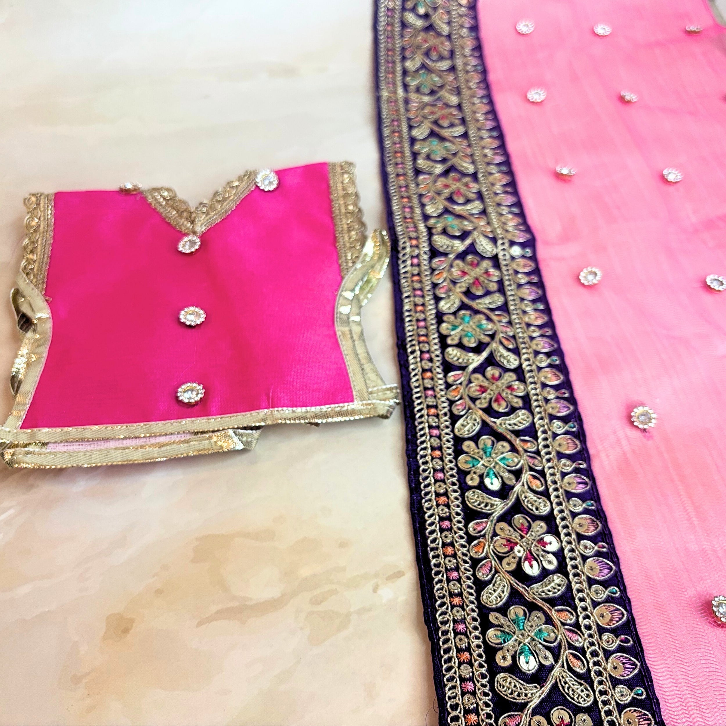 Handmade Luxe Rajnandini Durga Maa Dress - Designer Laddu Gopal Poshak, Fancy Kanha Ji Dress for Janmashtami & Festivals, Bal Gopal & Krishna Ji Dress