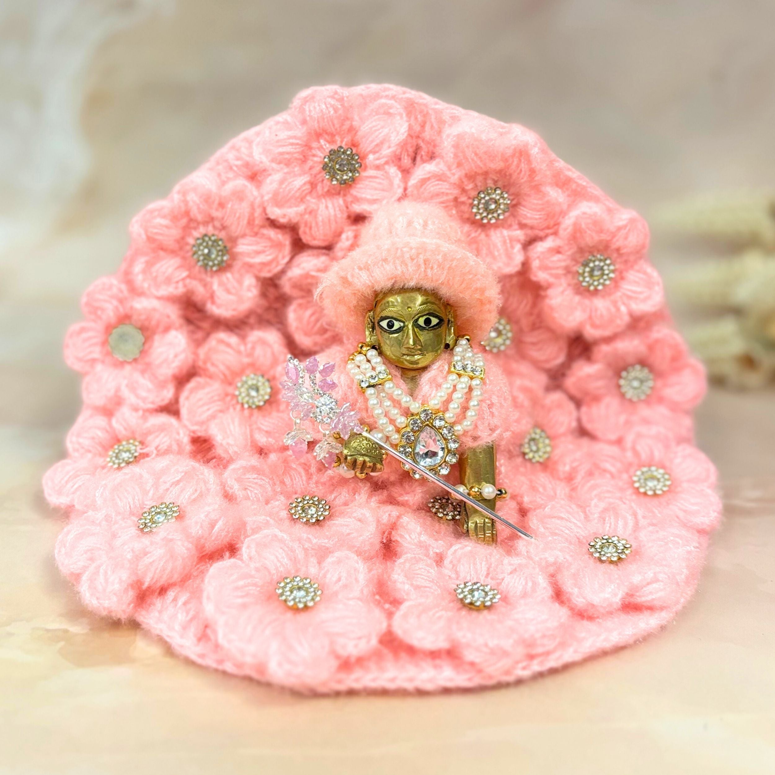 Handmade Komalpushpa Designer Woollen Laddu Gopal Dress - Fancy Kanha Ji Poshak for Janmashtami Celebrations | Bal Gopal & Krishna Ji Dress
