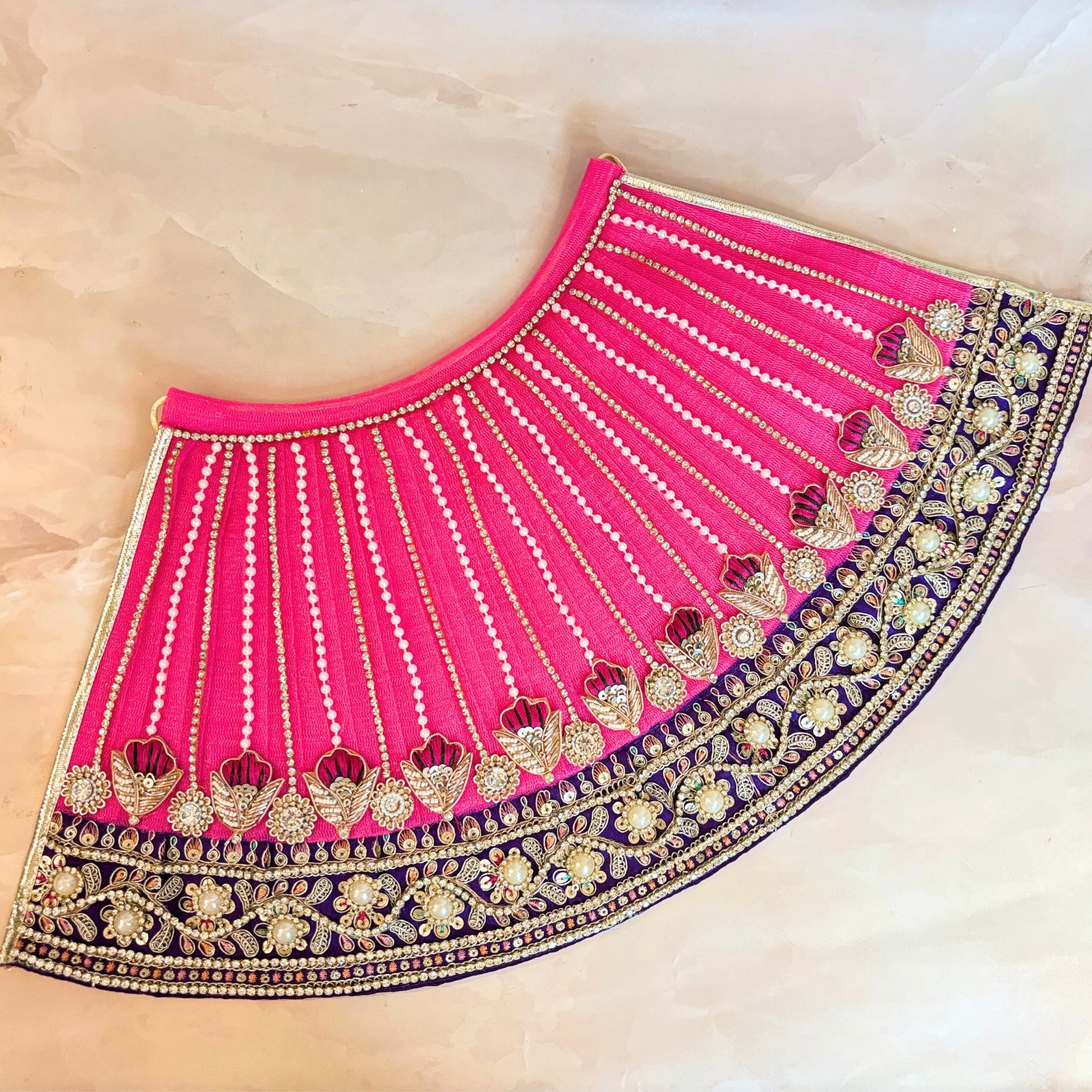 Handmade Luxe Rajnandini Durga Maa Dress - Designer Laddu Gopal Poshak, Fancy Kanha Ji Dress for Janmashtami & Festivals, Bal Gopal & Krishna Ji Dress