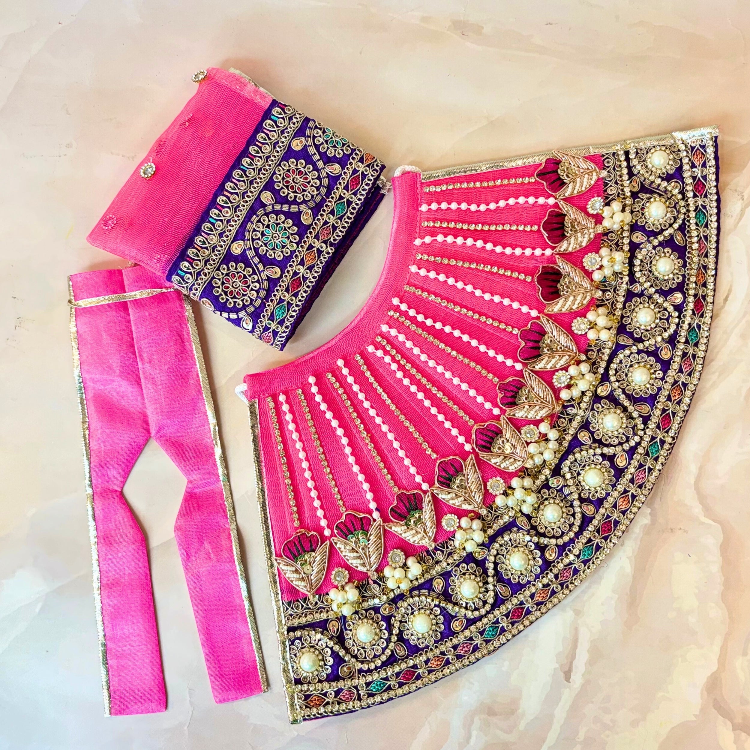 Handmade Luxe Rajnandini Durga Maa Dress - Designer Laddu Gopal Poshak, Fancy Kanha Ji Dress for Janmashtami & Festivals, Bal Gopal & Krishna Ji Dress