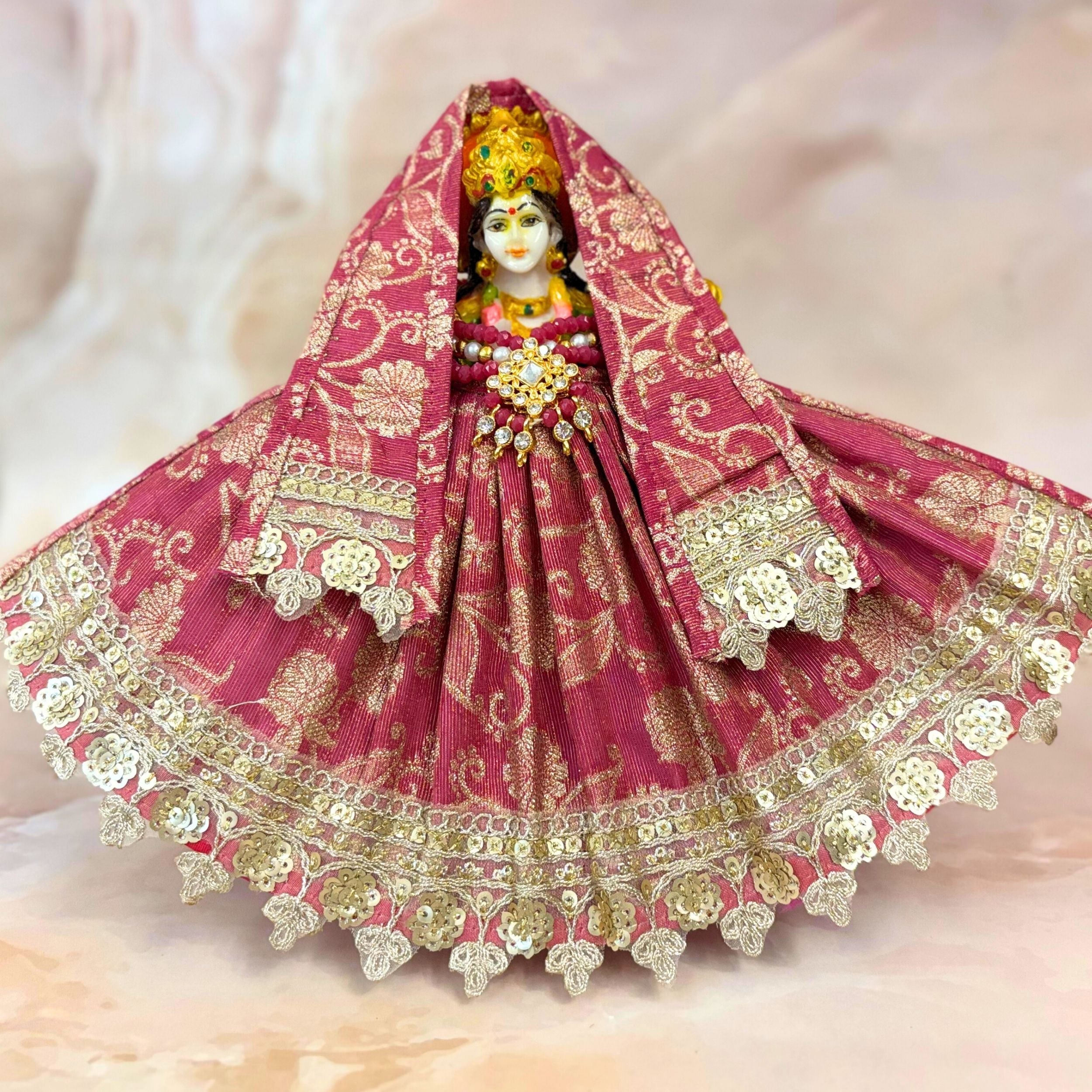 Handmade Designer Rajvastra Mata Rani Dress - Perfect for Janmashtami, Laddu Gopal Dress, Kanha Ji Poshak, Bal Gopal Dress & Krishna Ji Dress