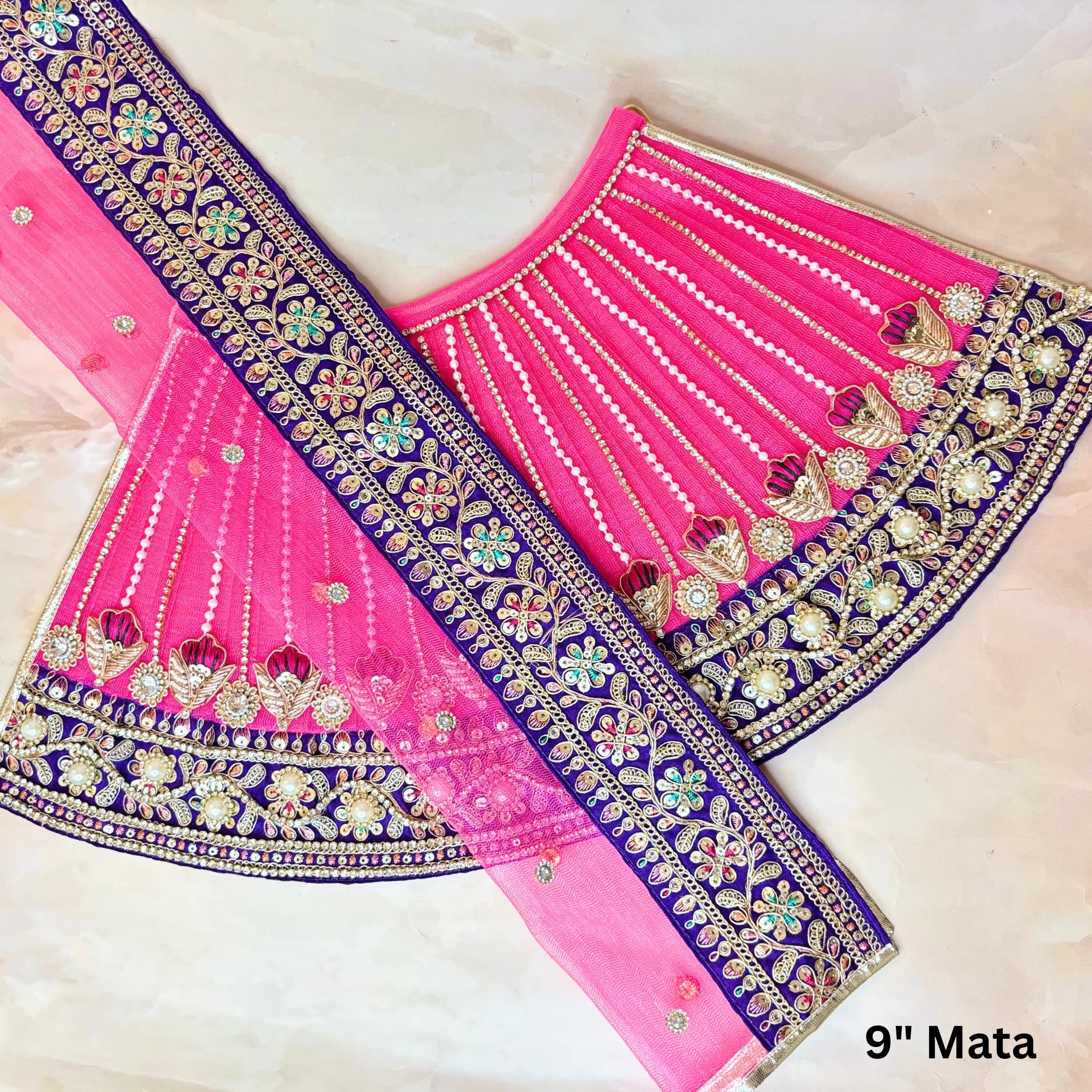 Handmade Luxe Rajnandini Durga Maa Dress - Designer Laddu Gopal Poshak, Fancy Kanha Ji Dress for Janmashtami & Festivals, Bal Gopal & Krishna Ji Dress