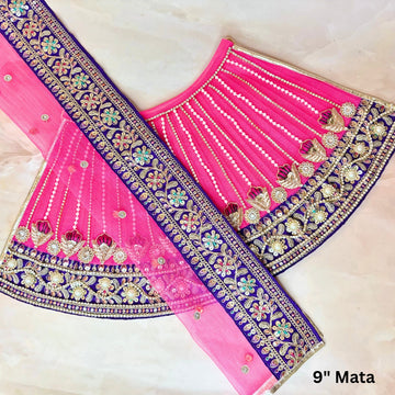 Handmade Luxe Rajnandini Durga Maa Dress - Designer Laddu Gopal Poshak, Fancy Kanha Ji Dress for Janmashtami & Festivals, Bal Gopal & Krishna Ji Dress