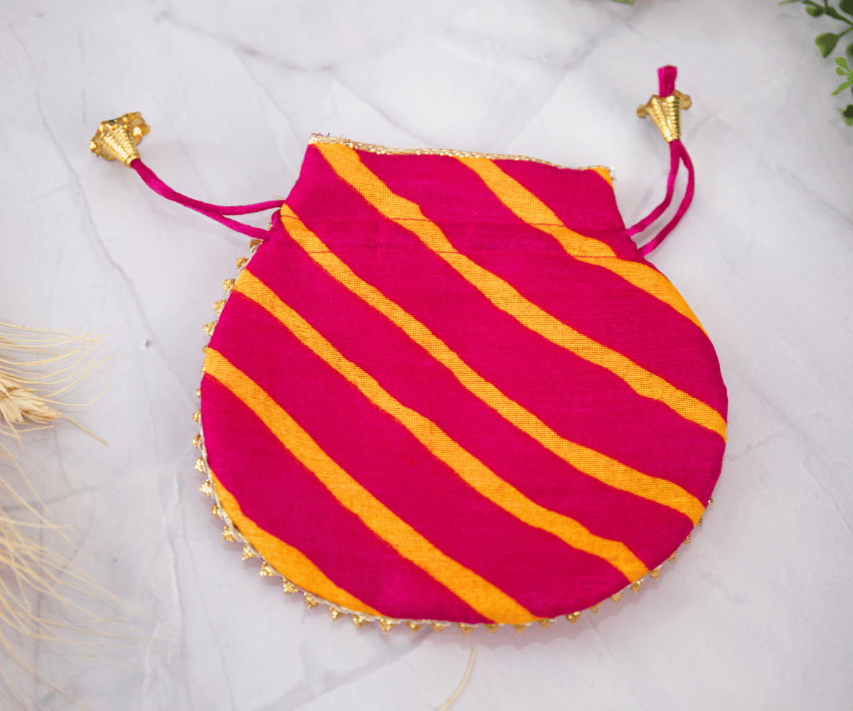 Handmade Small Leheriya Potli Bags (Pack of 10) in Mix Colors - Perfect for Laddu Gopal Dress, Kanha Ji Poshak, and Janmashtami Celebrations