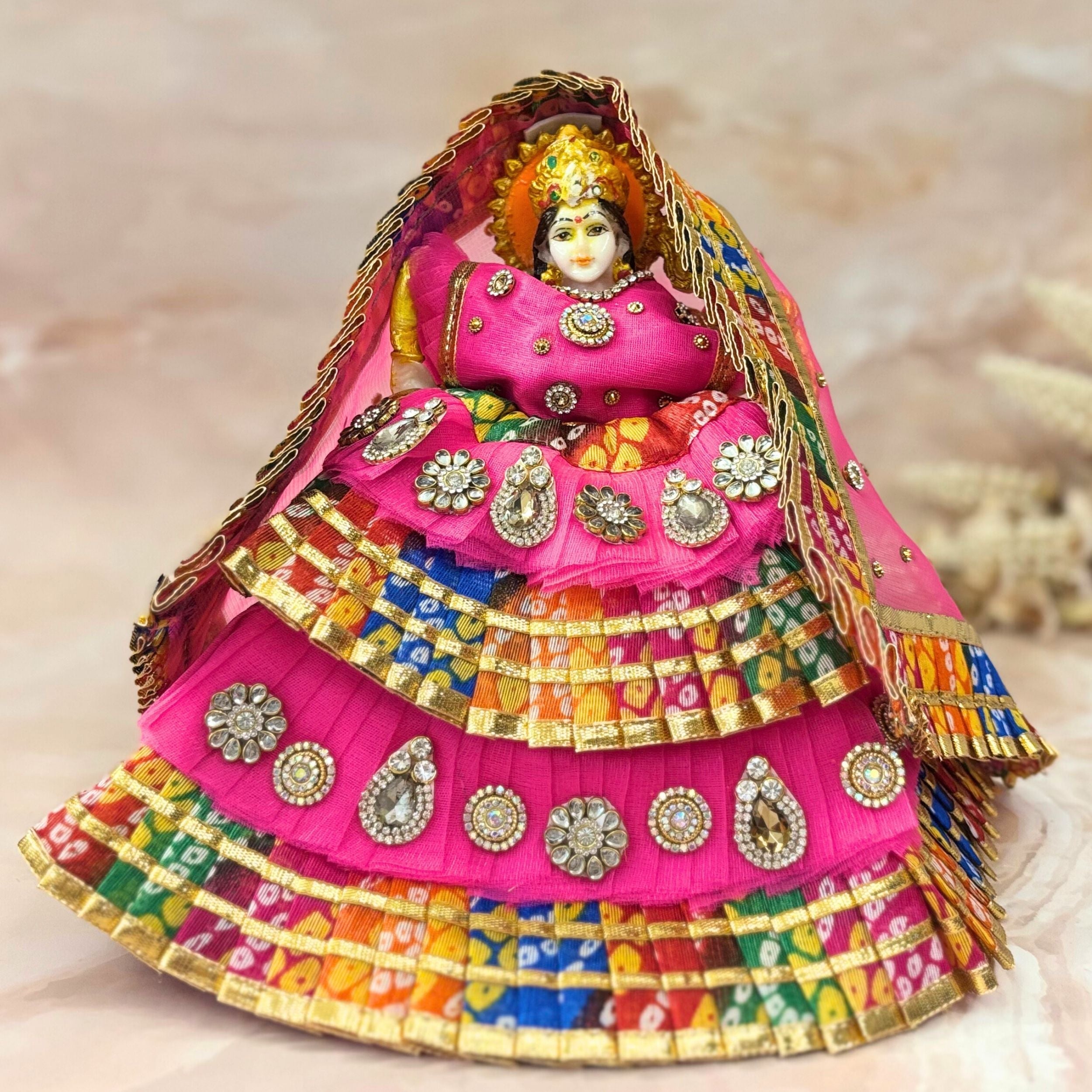 Handmade Rangshree Mata Rani Dress - Designer Laddu Gopal Poshak, Fancy Kanha Ji Dress for Janmashtami, Bal Gopal & Krishna Ji Celebrations