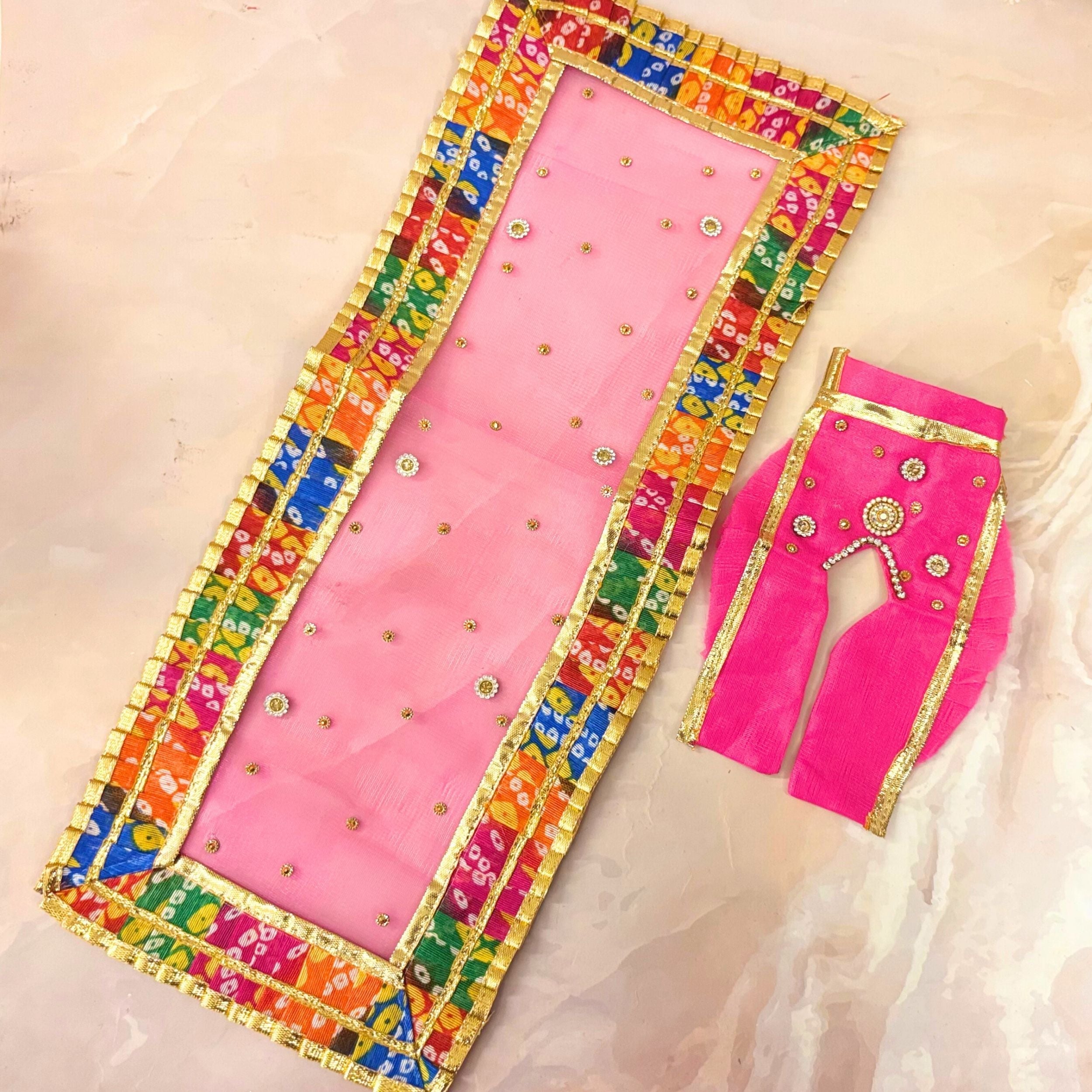 Handmade Rangshree Mata Rani Dress - Designer Laddu Gopal Poshak, Fancy Kanha Ji Dress for Janmashtami, Bal Gopal & Krishna Ji Celebrations