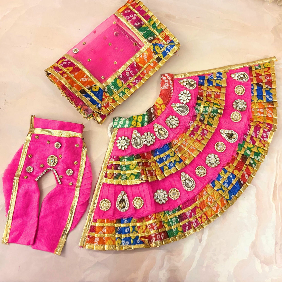 Handmade Rangshree Mata Rani Dress - Designer Laddu Gopal Poshak, Fancy Kanha Ji Dress for Janmashtami, Bal Gopal & Krishna Ji Celebrations