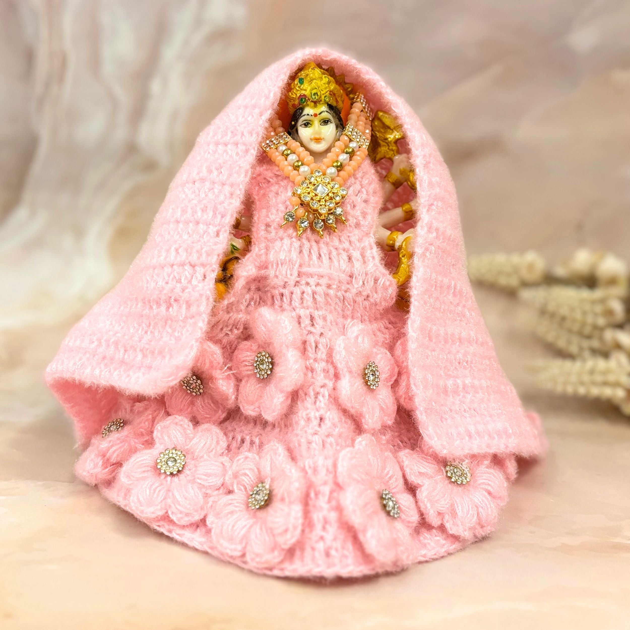 Handmade Komalvasini Woollen Mata Rani Dress - Designer Laddu Gopal Poshak for Janmashtami, Fancy Kanha Ji Dress, Bal Gopal & Krishna Ji Outfit