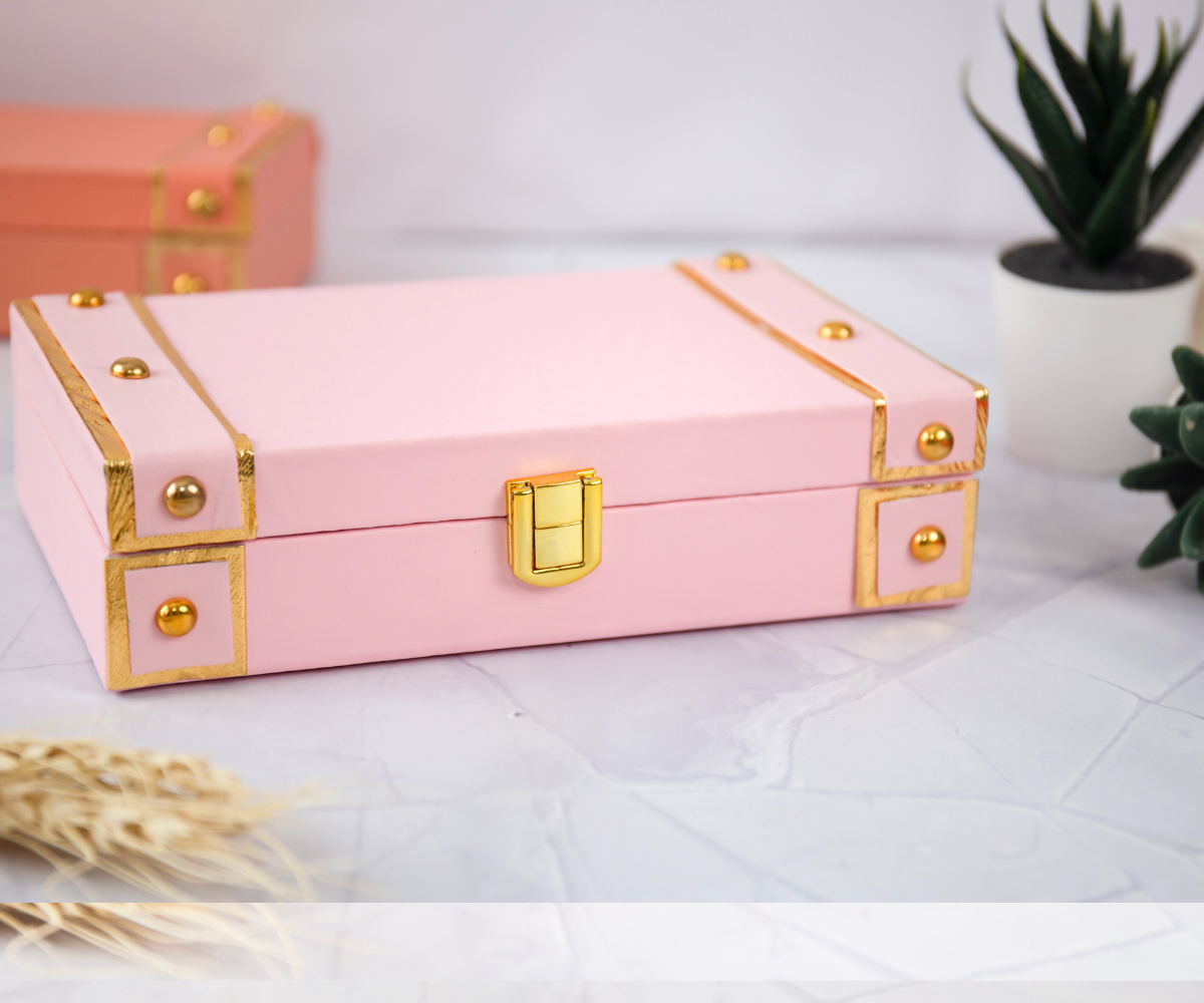 Handmade Pink Medium Trunk Box for Laddu Gopal Dress, Kanha Ji Poshak, Bal Gopal Dress & Krishna Ji Dress - Perfect for Janmashtami Festival