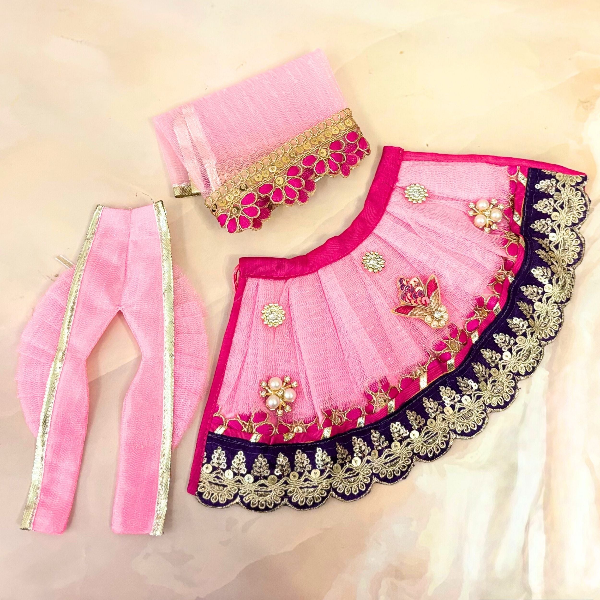 Handmade Madhurima Radha Krishna Dress - Designer Laddu Gopal Poshak, Fancy Kanha Ji Dress for Janmashtami, Bal Gopal & Krishna Ji Celebration