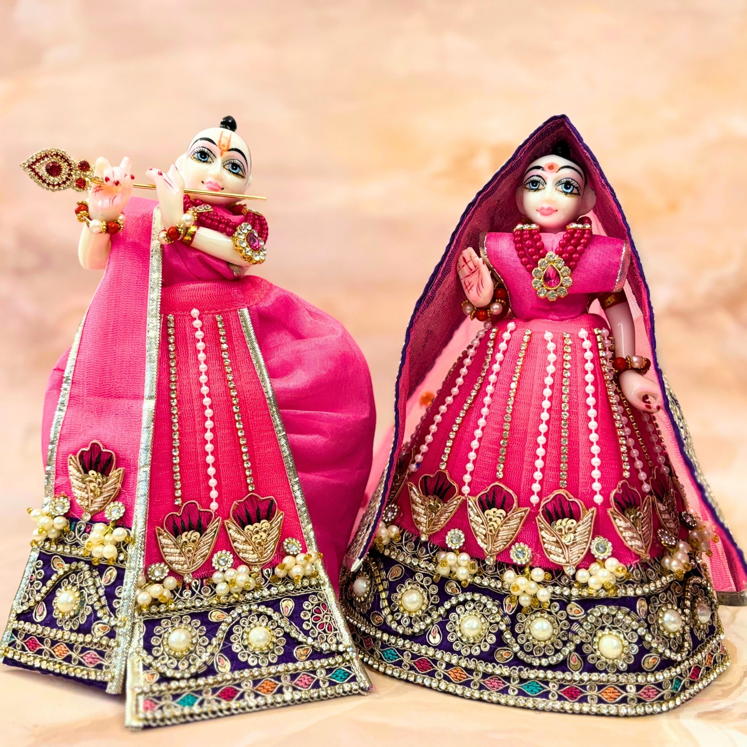Handmade Designer Radha Krishna Dress - Fancy Laddu Gopal Poshak for Janmashtami, Bal Gopal Dress, Kanha Ji Dress & Krishna Ji Dress