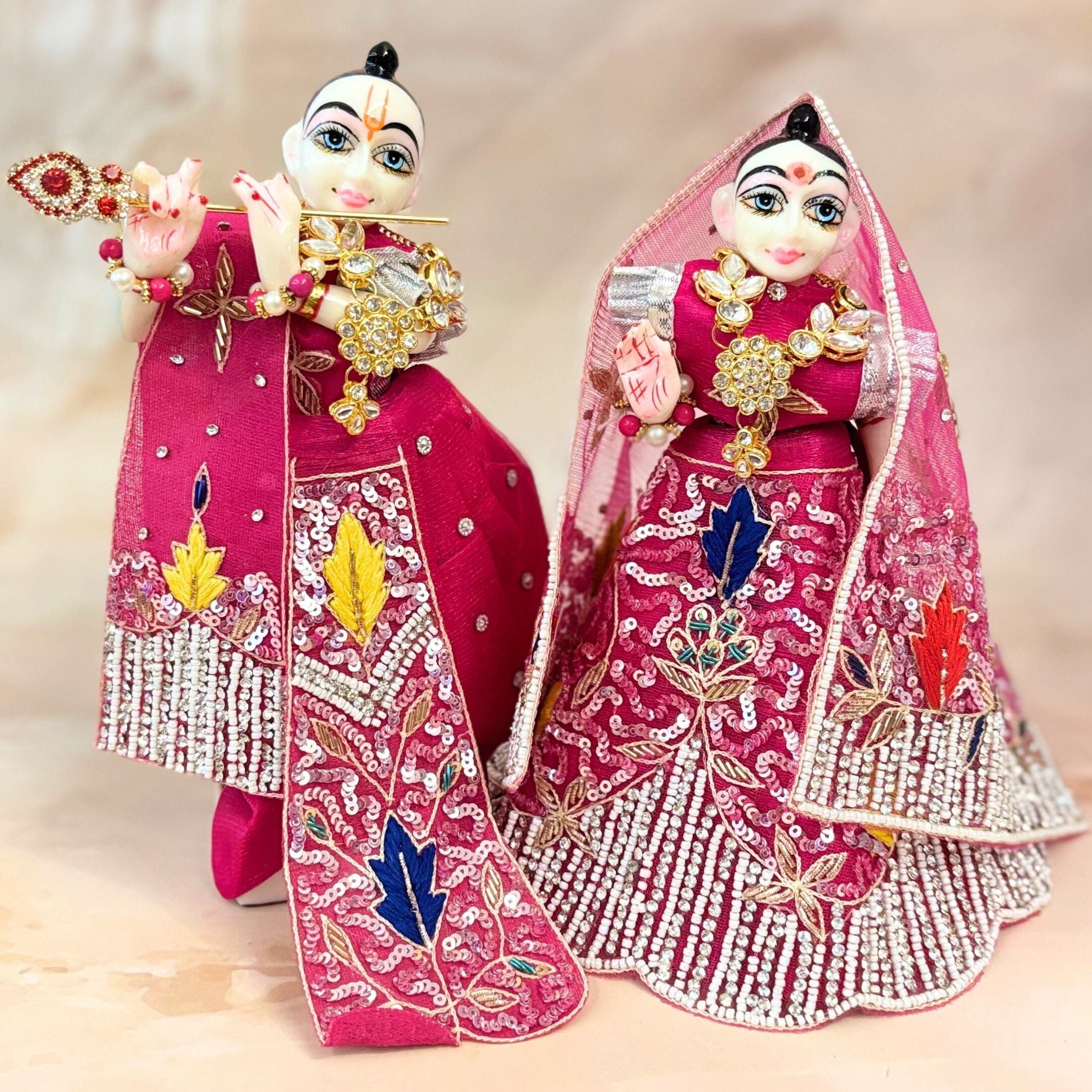 Handmade Designer Rajshobhā Radha Krishna Dress - Fancy Laddu Gopal Poshak for Janmashtami, Bal Gopal & Kanha Ji Dress