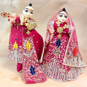 Handmade Designer Rajshobhā Radha Krishna Dress - Fancy Laddu Gopal Poshak for Janmashtami, Bal Gopal & Kanha Ji Dress