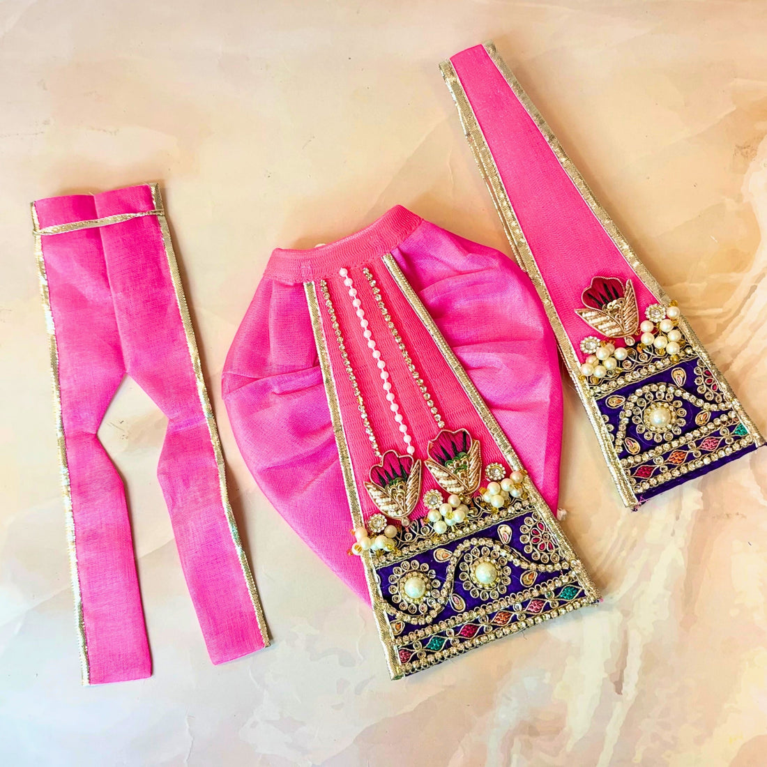 Handmade Designer Radha Krishna Dress - Fancy Laddu Gopal Poshak for Janmashtami, Bal Gopal Dress, Kanha Ji Dress & Krishna Ji Dress