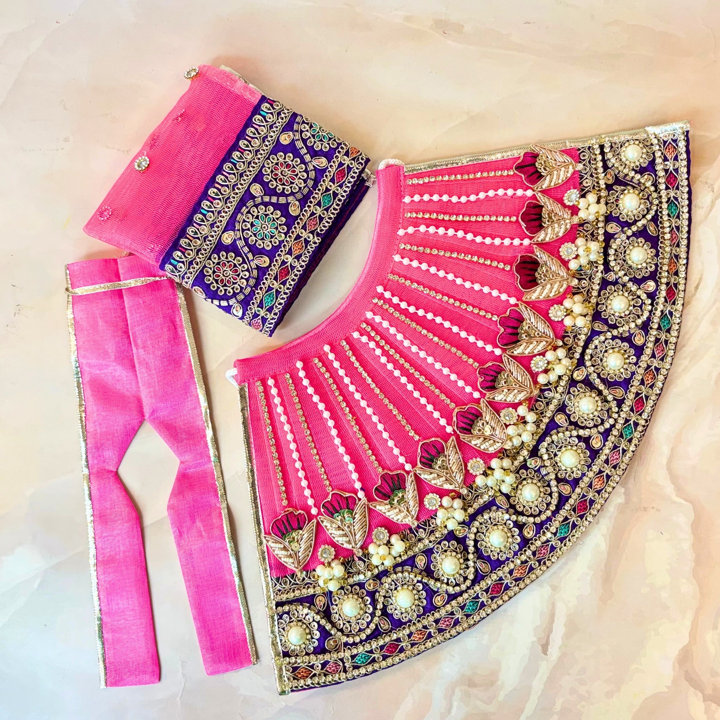 Handmade Designer Radha Krishna Dress - Fancy Laddu Gopal Poshak for Janmashtami, Bal Gopal Dress, Kanha Ji Dress & Krishna Ji Dress