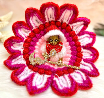 Handmade Pink Woollen Laddu Gopal Dress - Designer Kanha Ji Poshak for Janmashtami, Fancy Bal Gopal Dress & Krishna Ji Outfit