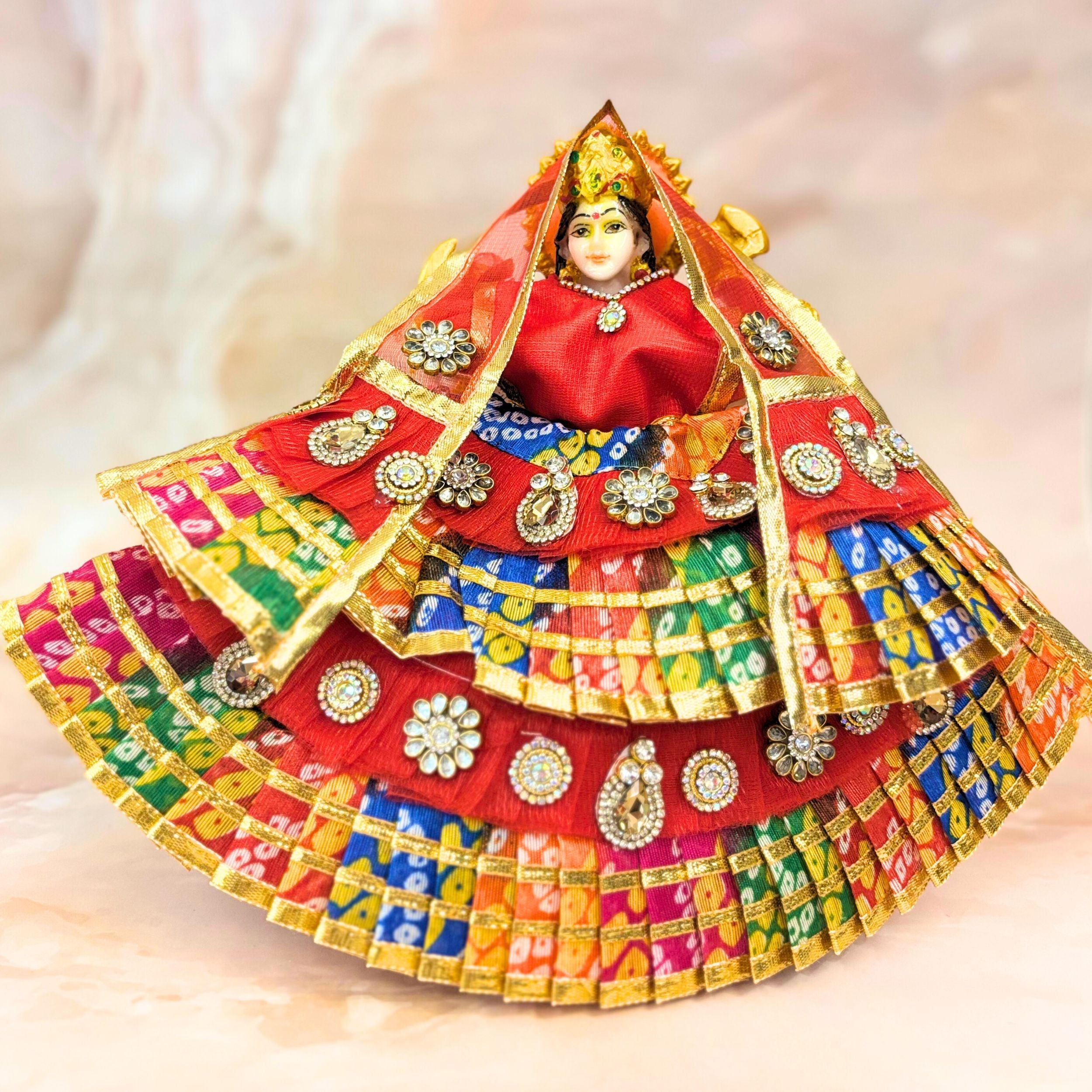 Handmade Designer Rangrekha Mata Rani Dress for Laddu Gopal, Kanha Ji Poshak, Bal Gopal & Krishna Ji - Perfect for Janmashtami Festival