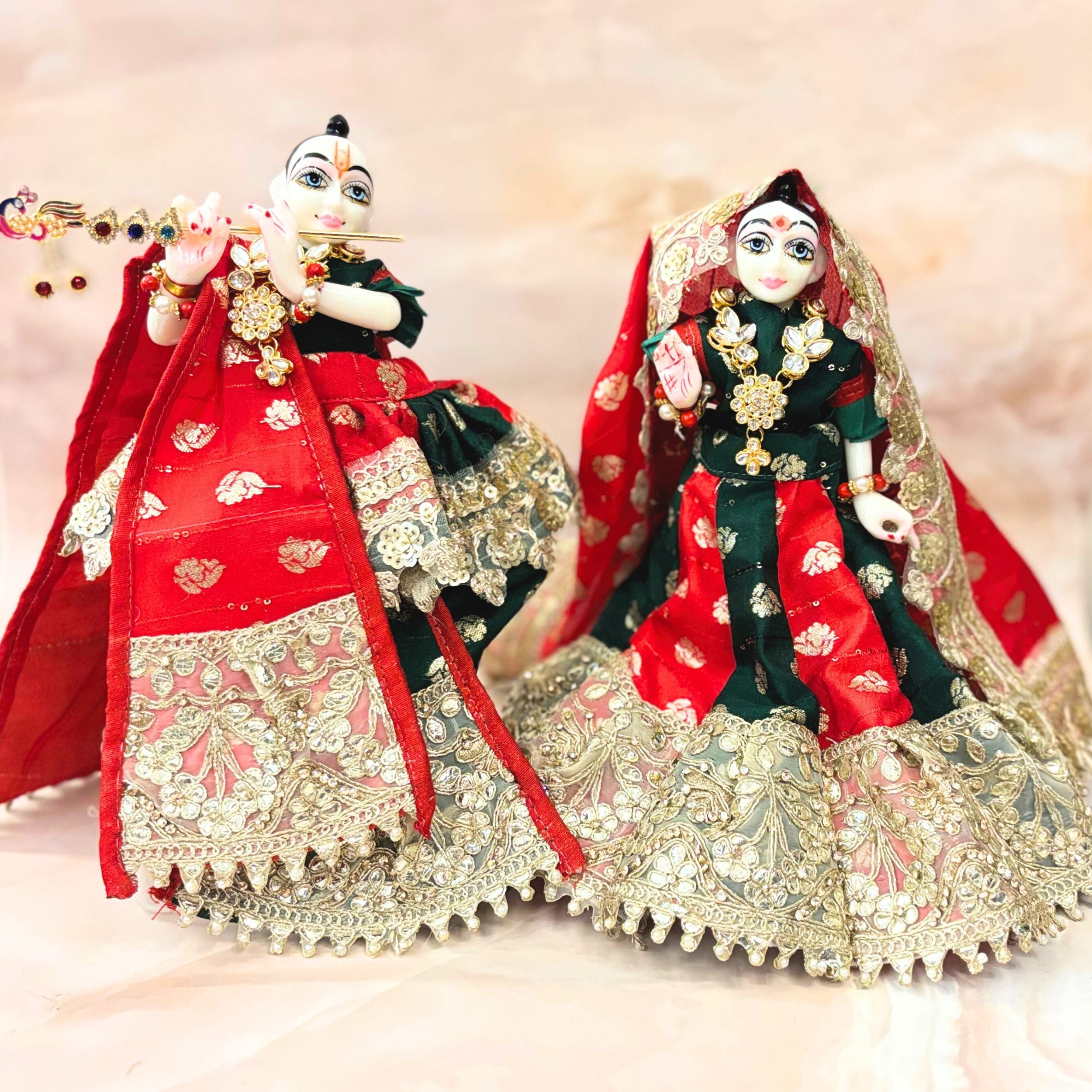 Handmade Swarna Shringar Radha Krishna Dress - Designer Laddu Gopal Poshak for Janmashtami, Fancy Kanha Ji Dress, Bal Gopal Outfit