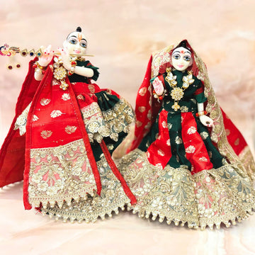 Handmade Swarna Shringar Radha Krishna Dress - Designer Laddu Gopal Poshak for Janmashtami, Fancy Kanha Ji Dress, Bal Gopal Outfit