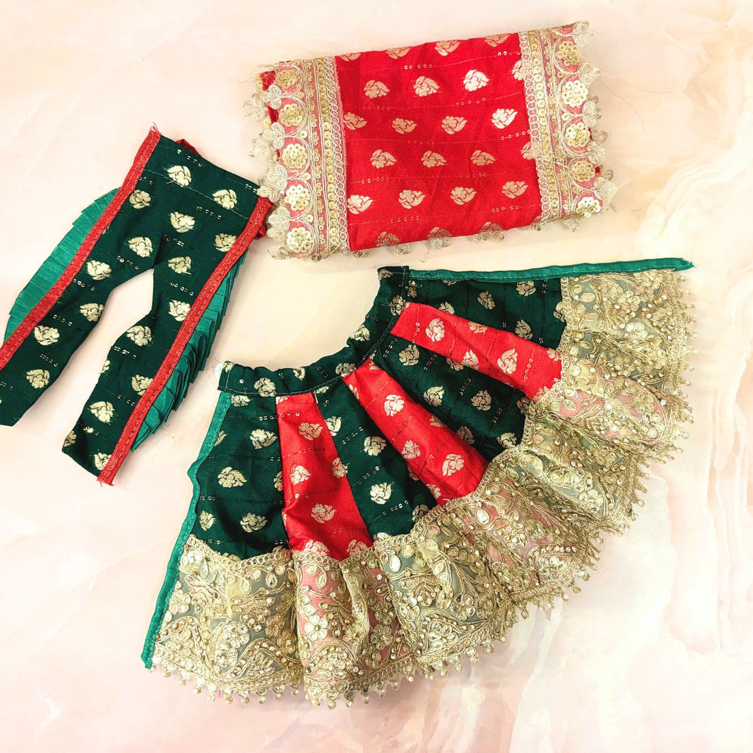 Handmade Swarna Shringar Radha Krishna Dress - Designer Laddu Gopal Poshak for Janmashtami, Fancy Kanha Ji Dress, Bal Gopal Outfit