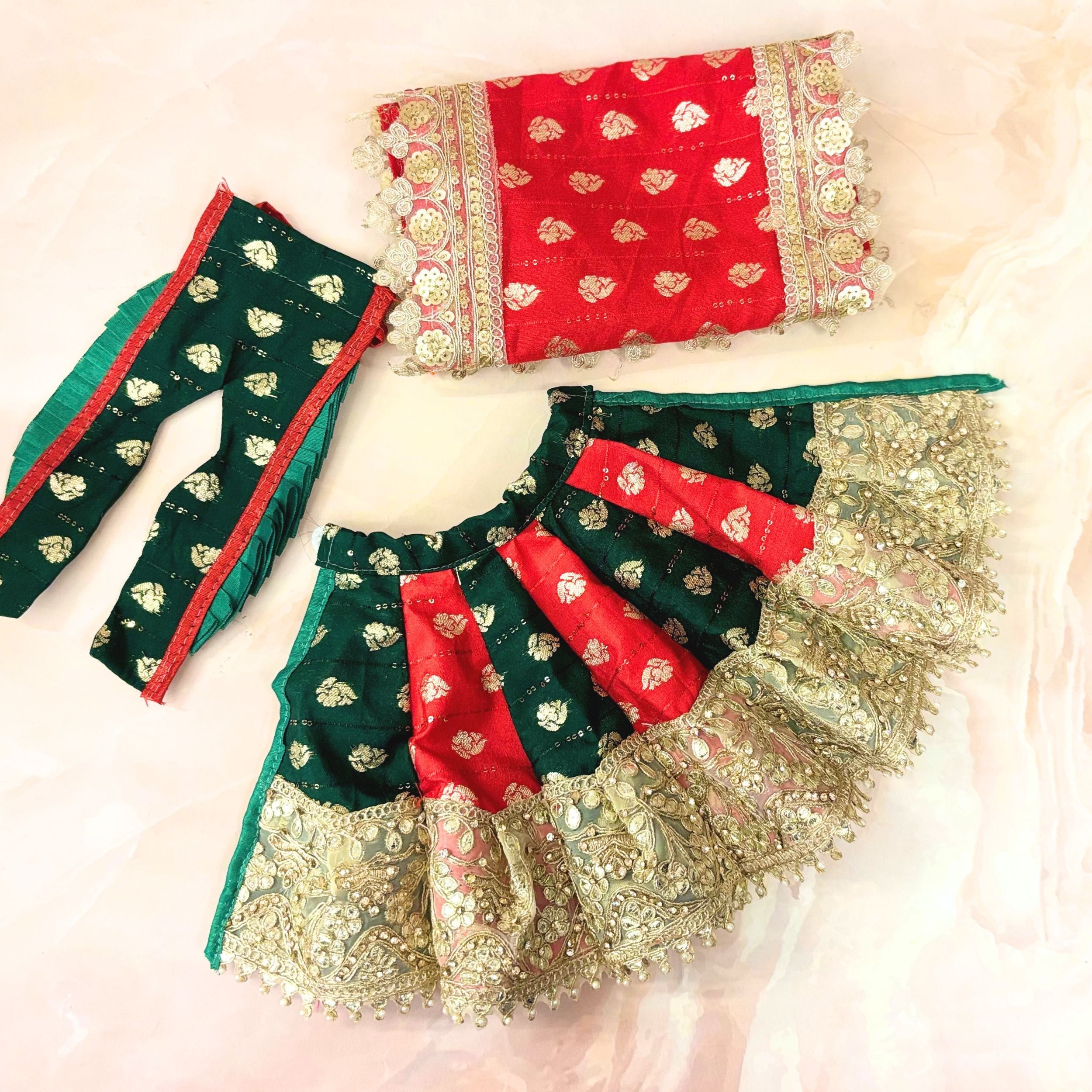 Handmade Swarna Shringar Radha Krishna Dress - Designer Laddu Gopal Poshak for Janmashtami, Fancy Kanha Ji Dress, Bal Gopal Outfit