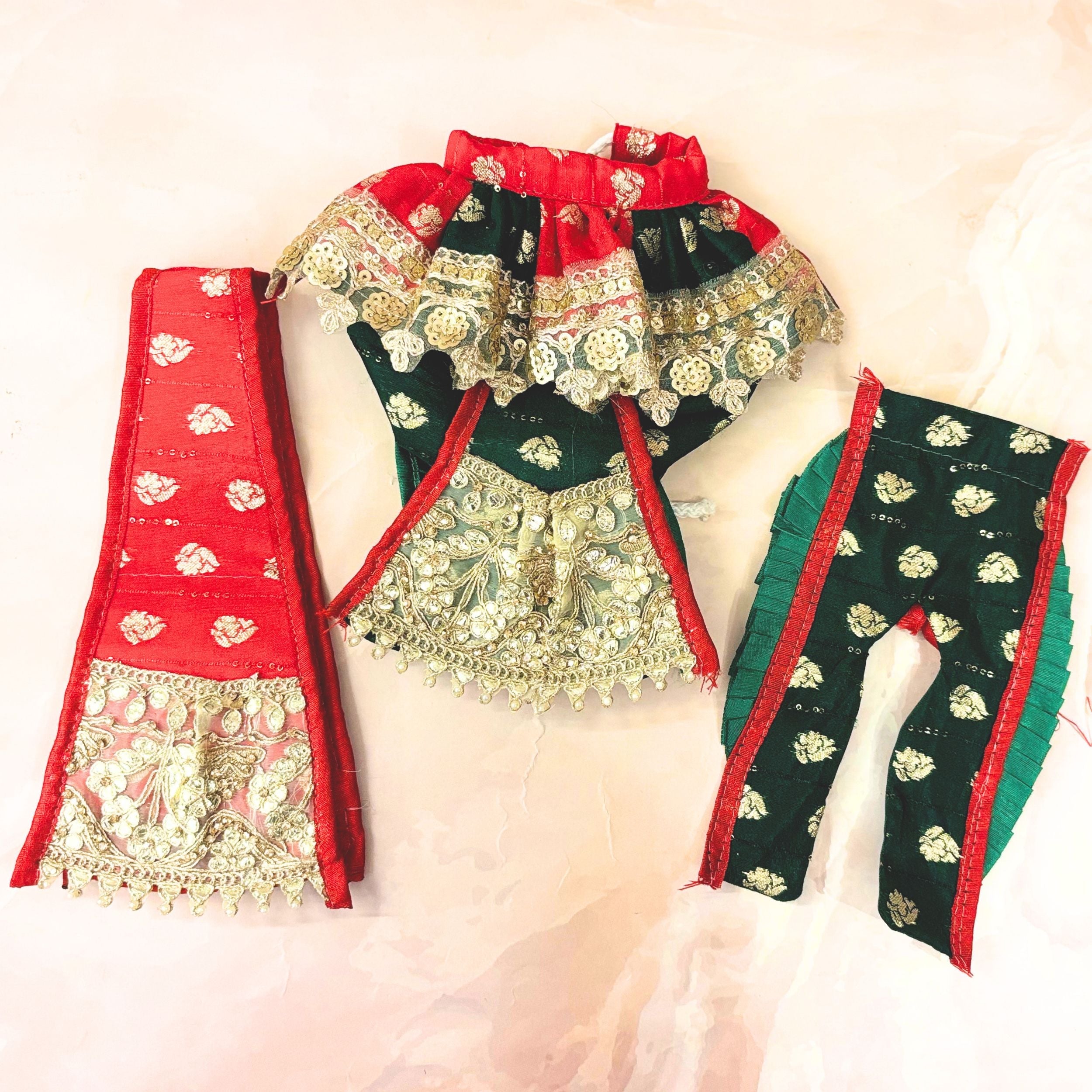 Handmade Swarna Shringar Radha Krishna Dress - Designer Laddu Gopal Poshak for Janmashtami, Fancy Kanha Ji Dress, Bal Gopal Outfit