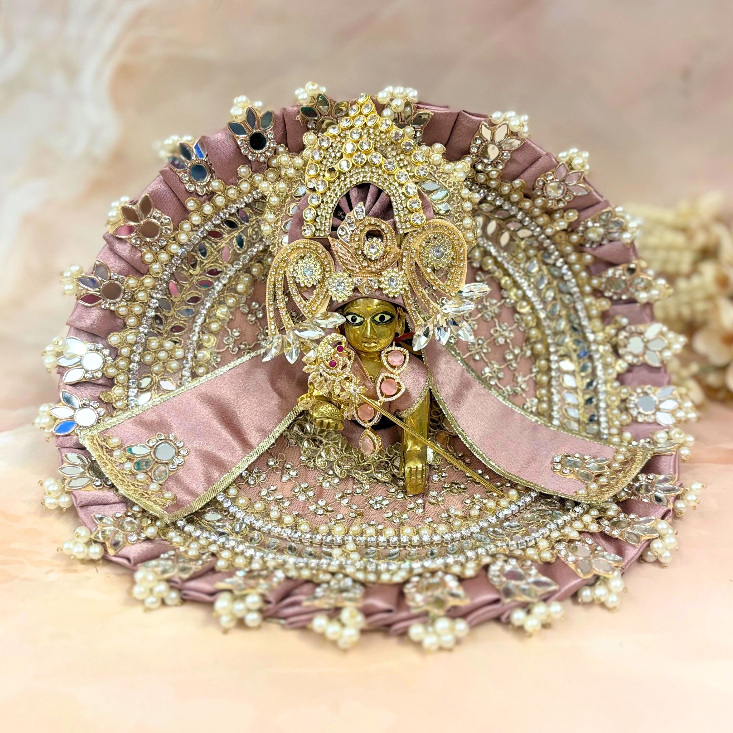 Handmade Luxe Raj Tilak Laddu Gopal Dress - Designer Kanha Ji Poshak for Janmashtami, Fancy Bal Gopal & Krishna Ji Dress
