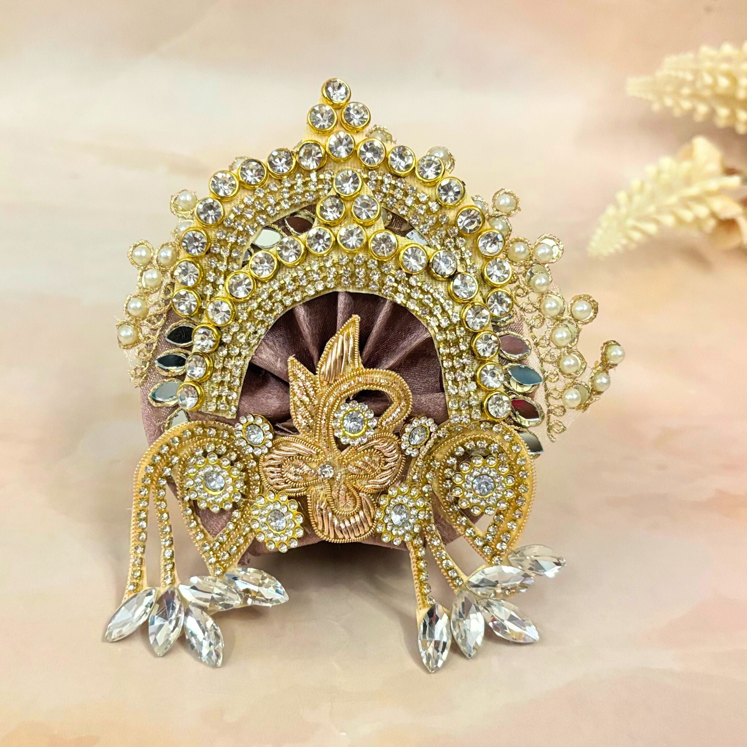 Handmade Luxe Raj Tilak Laddu Gopal Dress - Designer Kanha Ji Poshak for Janmashtami, Fancy Bal Gopal & Krishna Ji Dress