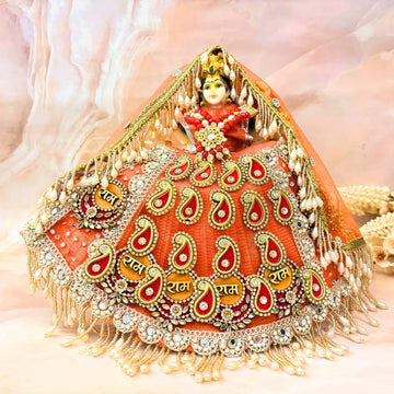 Handmade Ramratna Mata Rani Dress - Designer Laddu Gopal Dress, Kanha Ji Poshak, Bal Gopal Dress for Janmashtami Festival