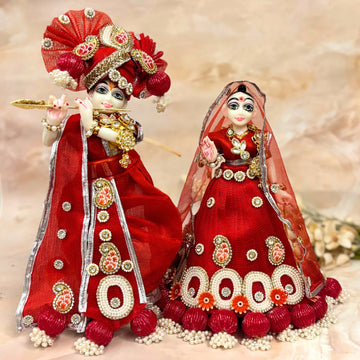Handmade Raktamohana Radha Krishna Dress - Designer Laddu Gopal Poshak, Fancy Kanha Ji Dress for Janmashtami, Bal Gopal & Krishna Ji Celebrations