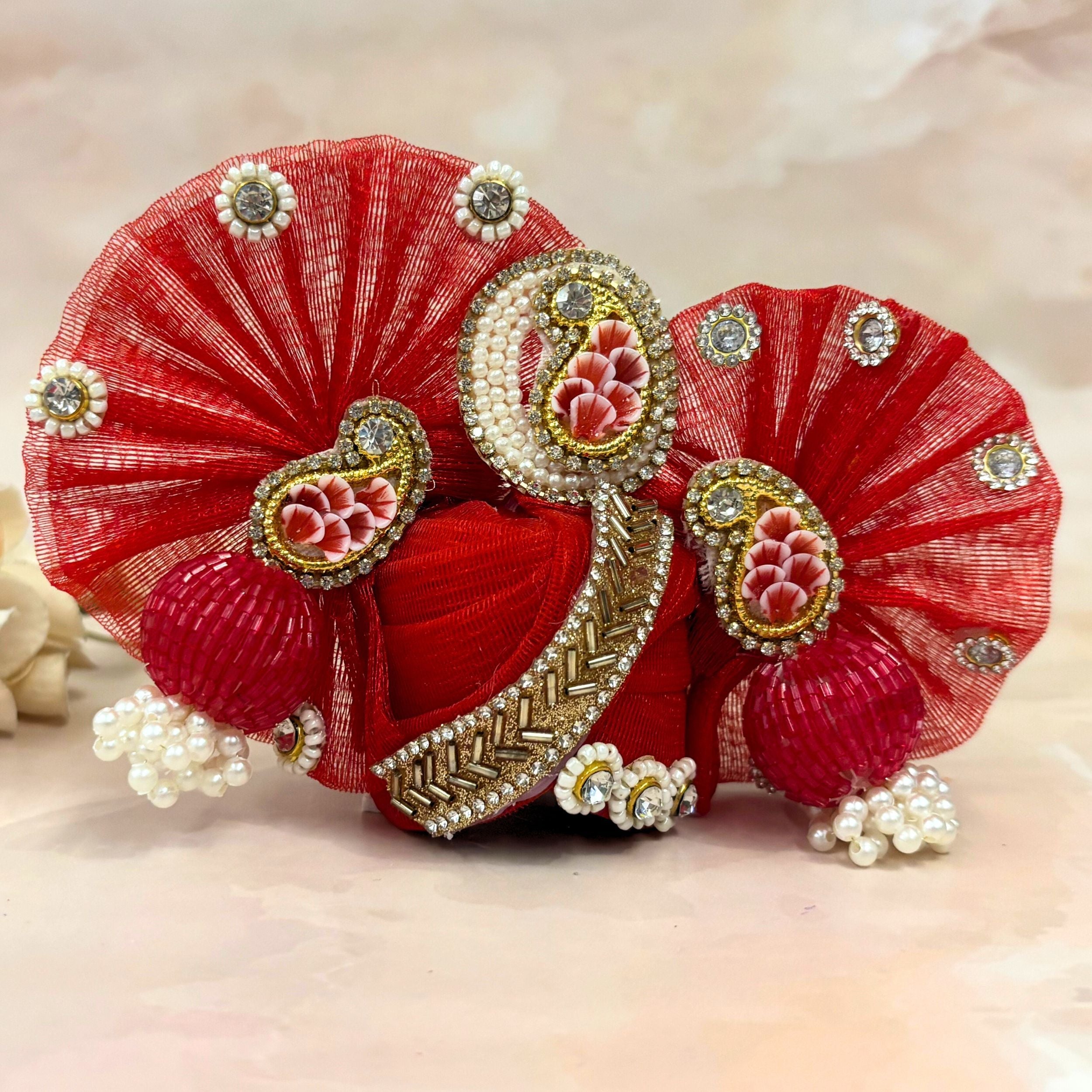 Handmade Raktamohana Radha Krishna Dress - Designer Laddu Gopal Poshak, Fancy Kanha Ji Dress for Janmashtami, Bal Gopal & Krishna Ji Celebrations