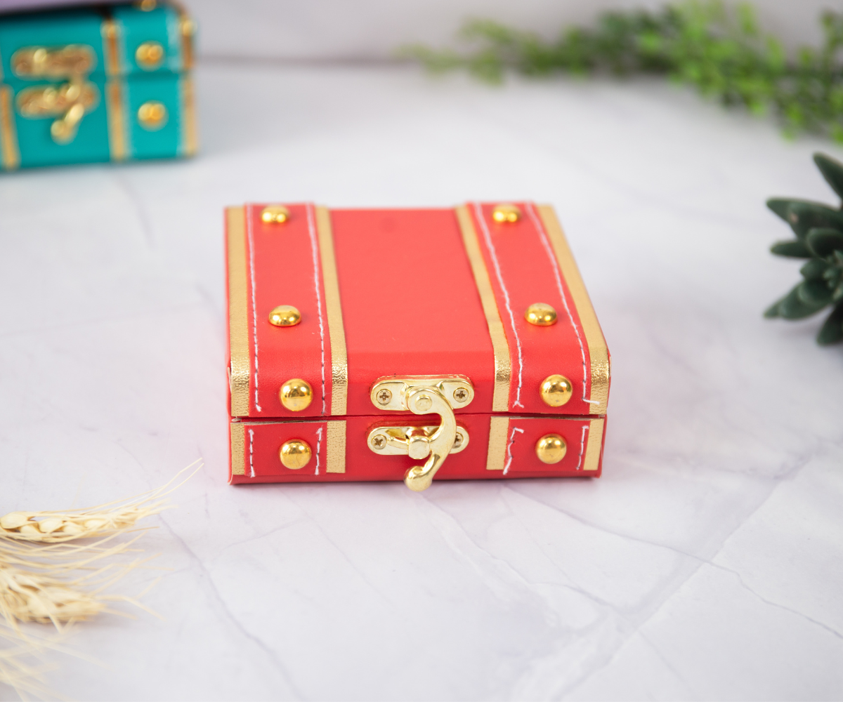 Handmade Red & Teal Small Trunk Box (Pack of 2) - Perfect for Storing Laddu Gopal Dress, Kanha Ji Poshak & Bal Gopal Dress for Janmashtami Festival