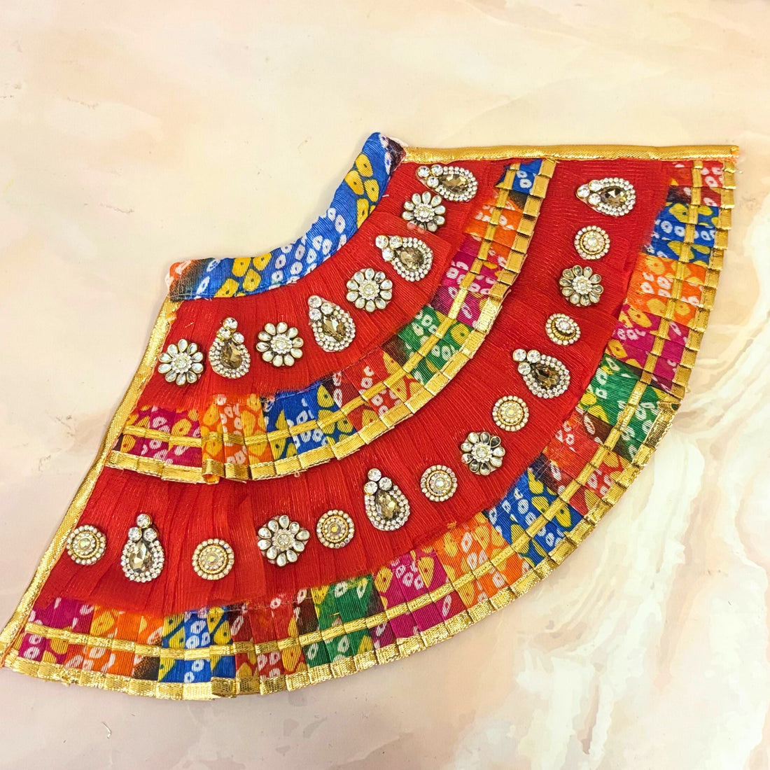 Handmade Raktangi Mata Rani Dress - Designer Laddu Gopal Poshak for Janmashtami, Fancy Kanha Ji Dress, Bal Gopal & Krishna Ji Outfit