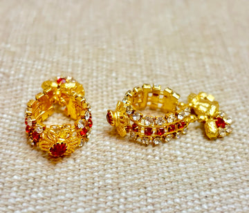 Handmade Red Flower Jarkan Kangan for Laddu Gopal Ji - Designer Kanha Ji Poshak, Bal Gopal Dress for Janmashtami Festival (Size 3 to 5)