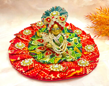 Handmade Red & Green Laddu Gopal Dress | Designer Kanha Ji Poshak for Janmashtami | Fancy Bal Gopal Dress & Krishna Ji Dress