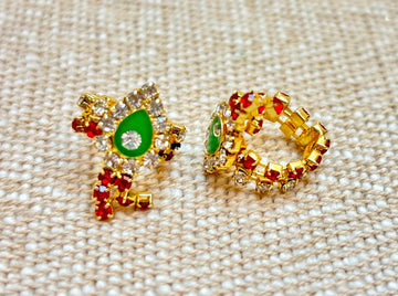 Handmade Red Jarkan Kangan for Laddu Gopal Ji - Designer Kanha Ji Poshak, Fancy Bal Gopal Dress for Janmashtami Celebrations