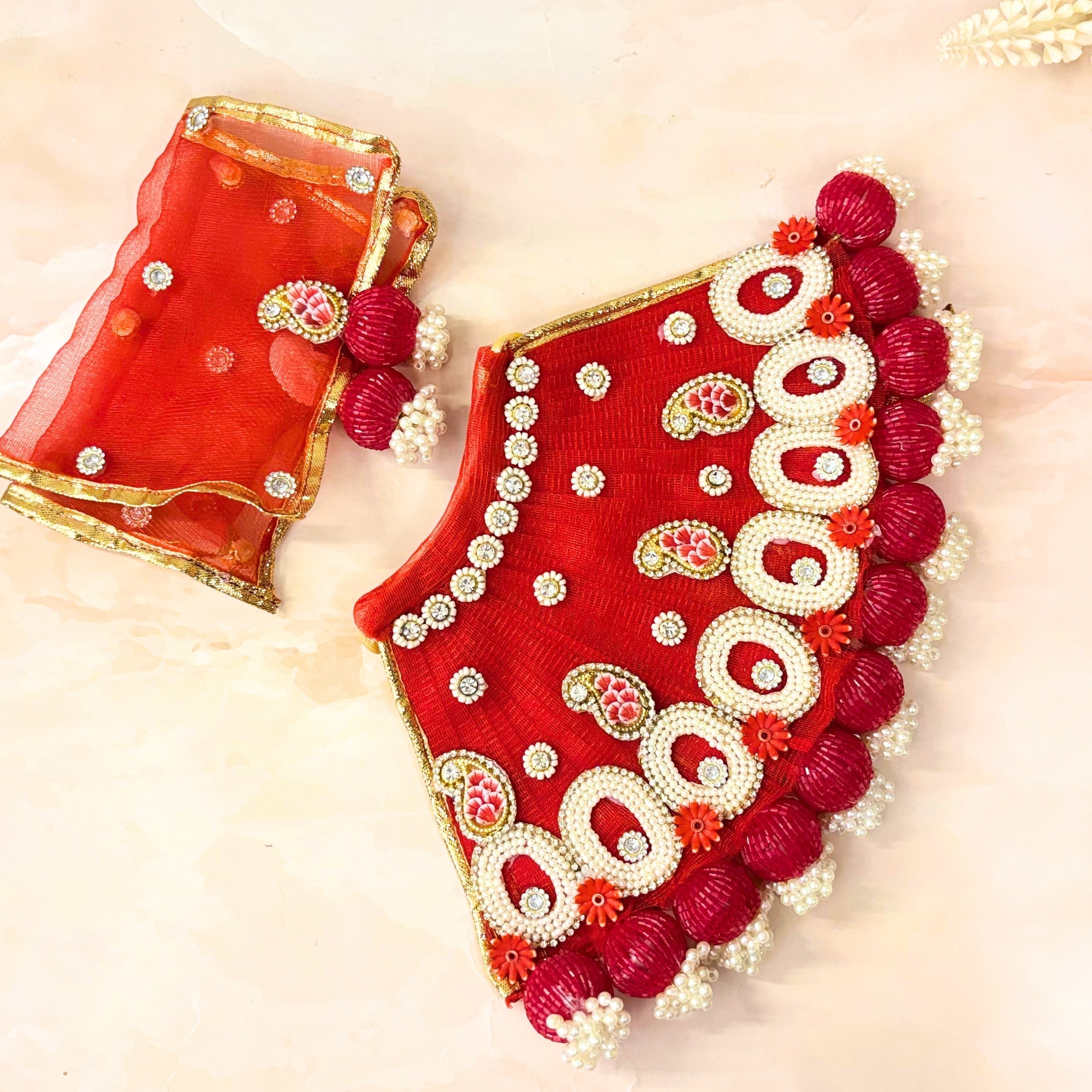 Handmade Ratrangini Mata Rani Dress - Designer Laddu Gopal Poshak, Fancy Kanha Ji Dress for Janmashtami, Bal Gopal & Krishna Ji Celebrations