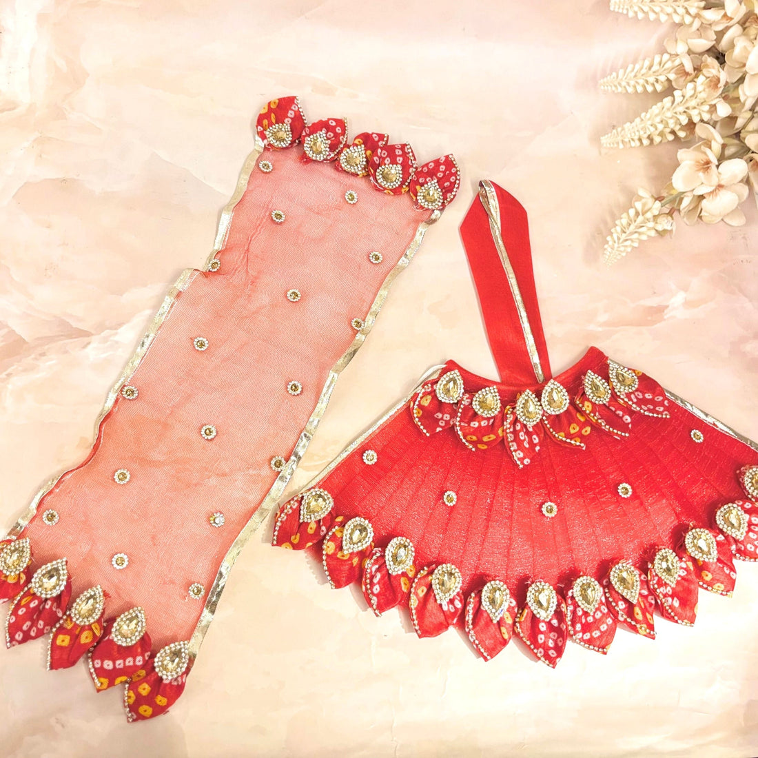 Handmade Designer Swarnabandh Radha Krishna Dress - Fancy Laddu Gopal Poshak for Janmashtami, Kanha Ji Dress, Bal Gopal Dress, Krishna Ji Dress