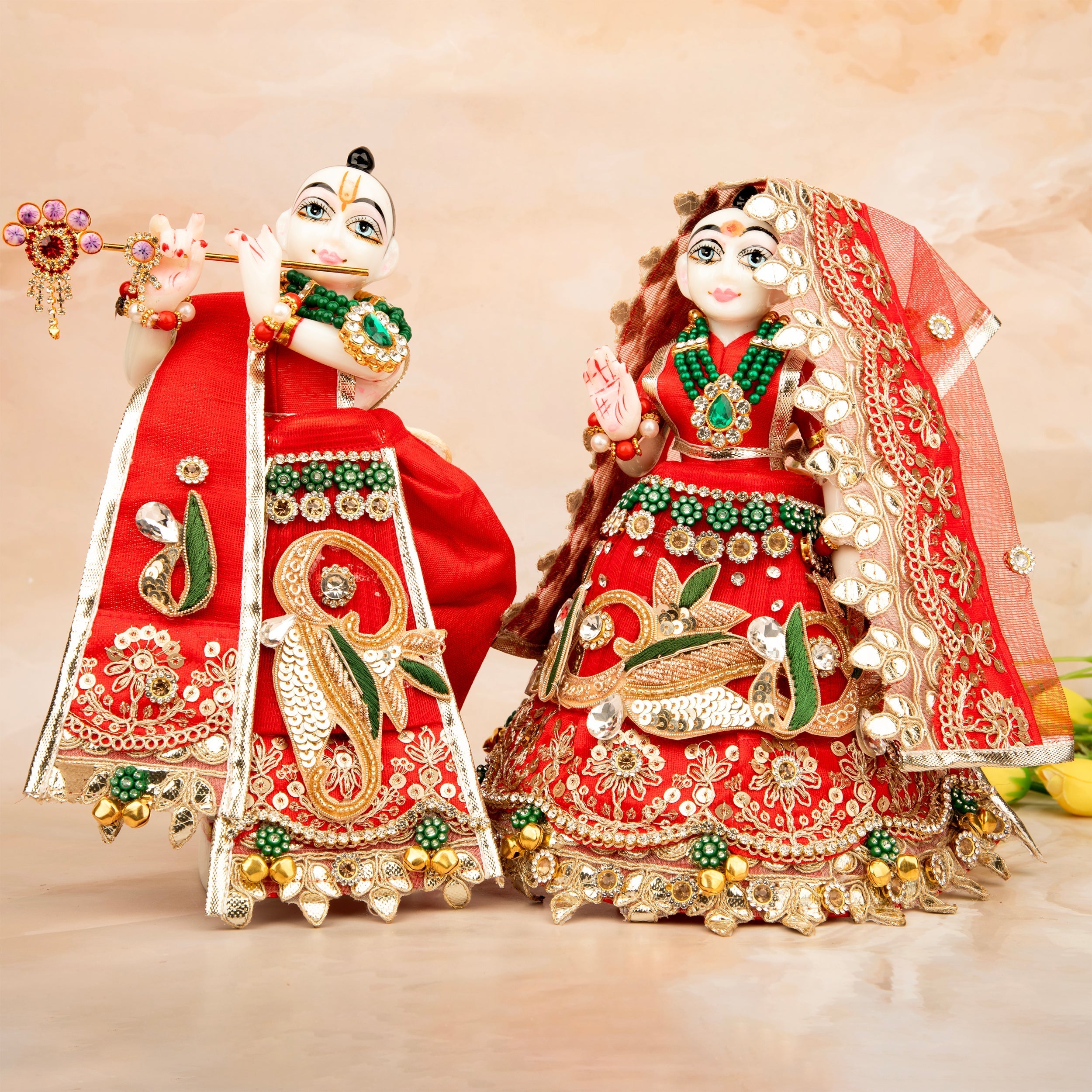RK Set: Handmade 6-Piece Designer Dress for Laddu Gopal, Kanha Ji, and Bal Gopal - Fancy Poshak for Janmashtami Festival