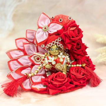 Handmade Red Rose Laddu Gopal Dress - Designer Kanha Ji Poshak for Janmashtami, Fancy Bal Gopal Dress, Krishna Ji Dress
