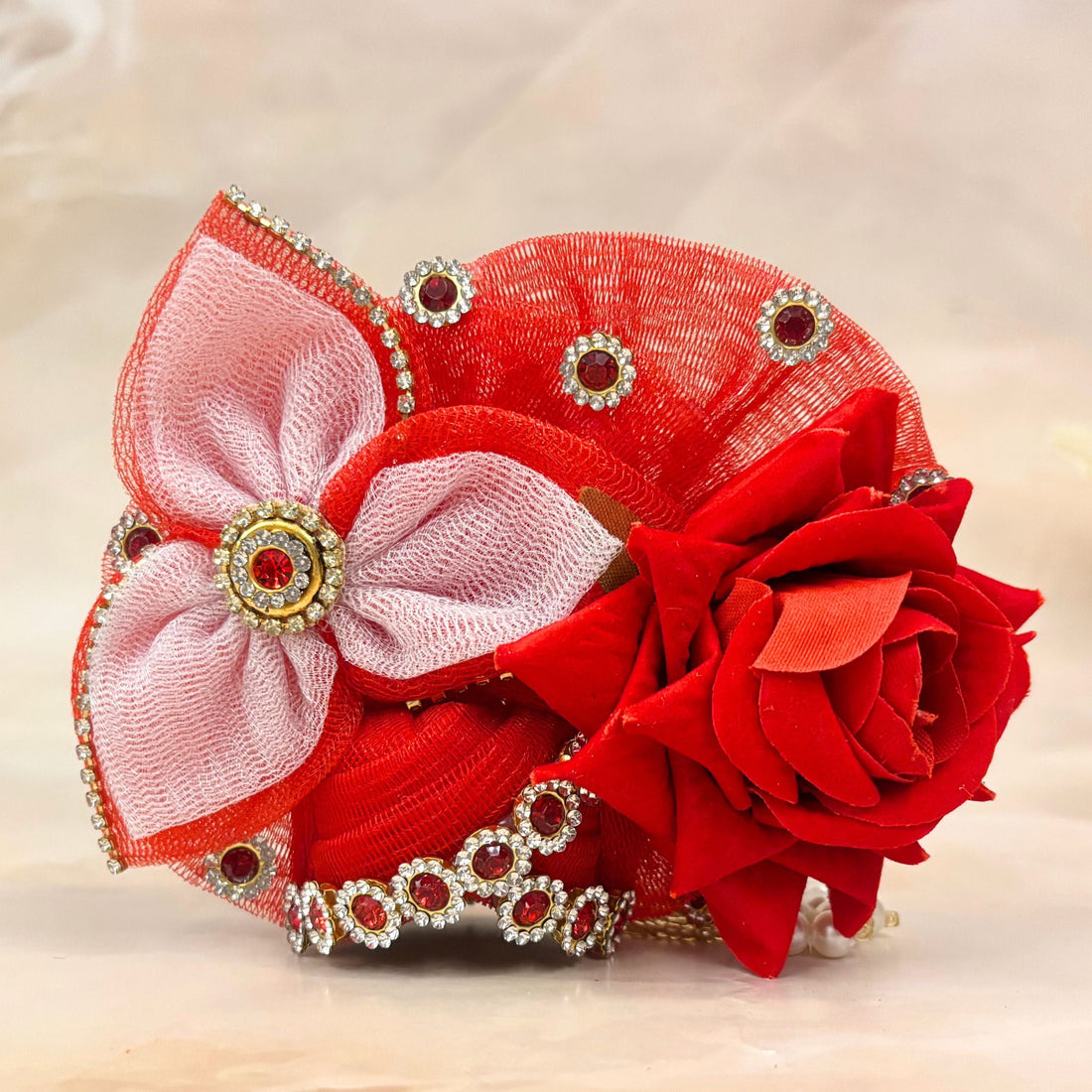 Handmade Red Rose Laddu Gopal Dress - Designer Kanha Ji Poshak for Janmashtami | Fancy Bal Gopal & Krishna Ji Dress