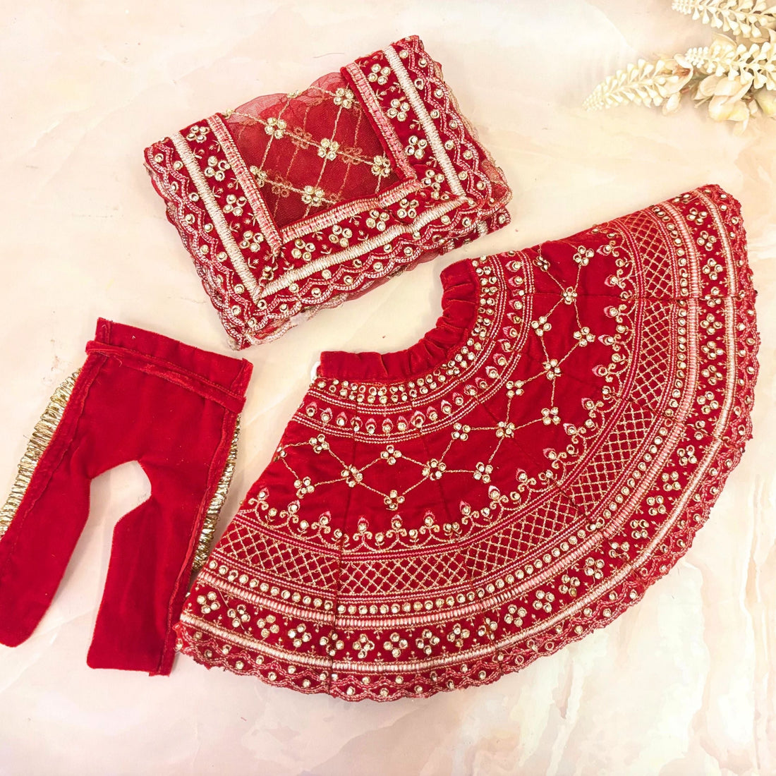 Handmade Designer Rudrāmbarā Mata Rani Dress - Elegant Laddu Gopal Dress, Kanha Ji Poshak, Bal Gopal Dress for Janmashtami Festival