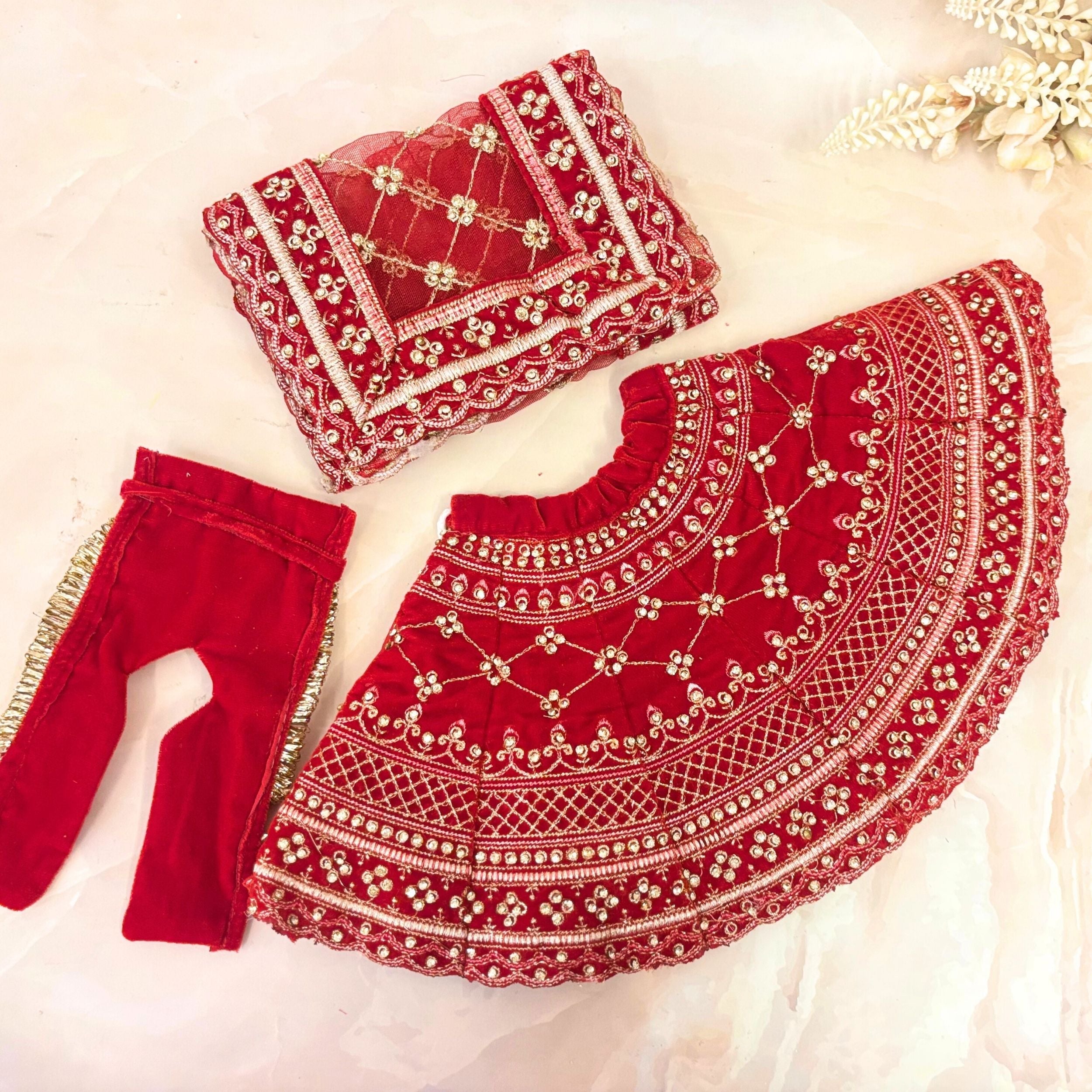 Handmade Designer Rudrāmbarā Mata Rani Dress - Elegant Laddu Gopal Dress, Kanha Ji Poshak, Bal Gopal Dress for Janmashtami Festival