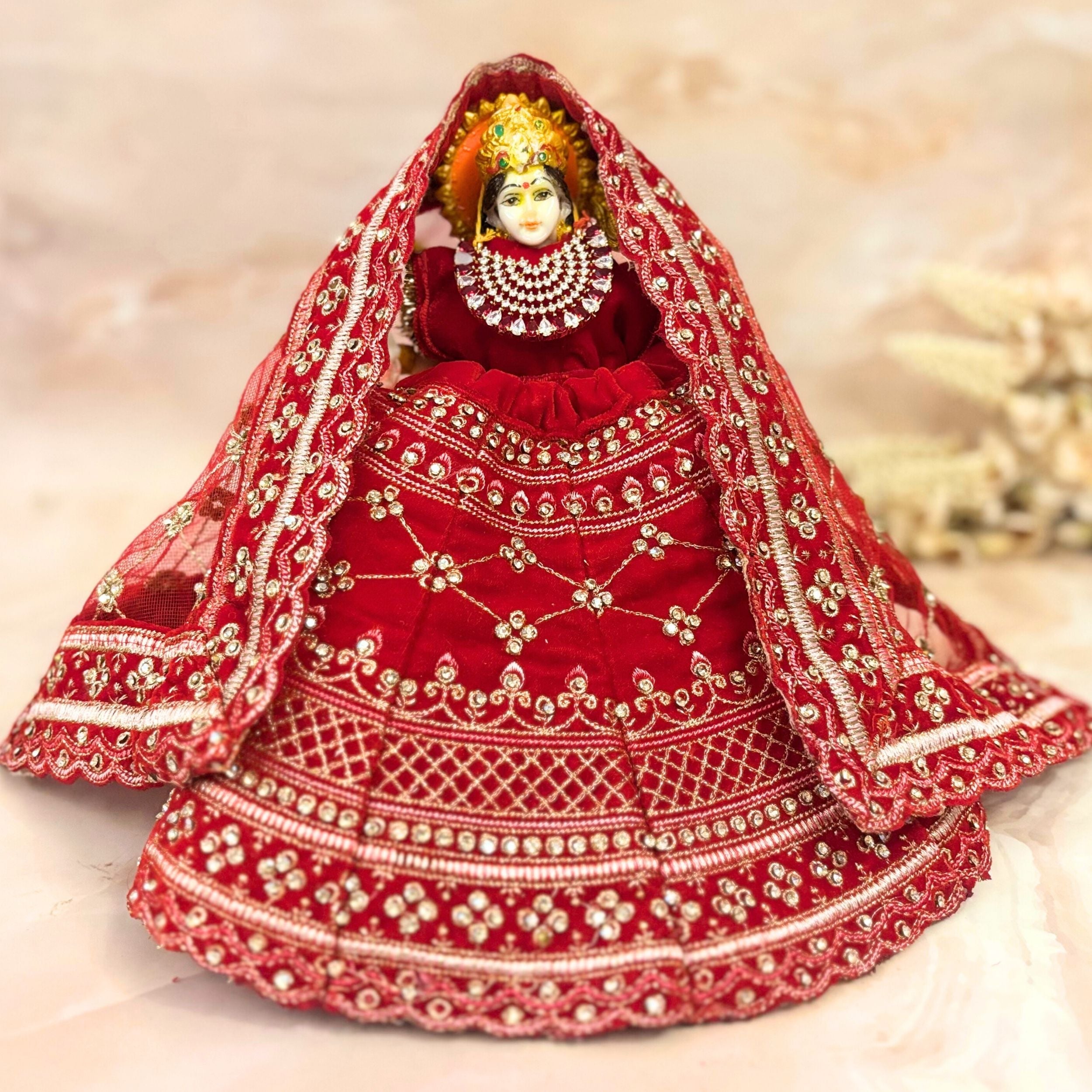 Handmade Designer Rudrāmbarā Mata Rani Dress - Elegant Laddu Gopal Dress, Kanha Ji Poshak, Bal Gopal Dress for Janmashtami Festival
