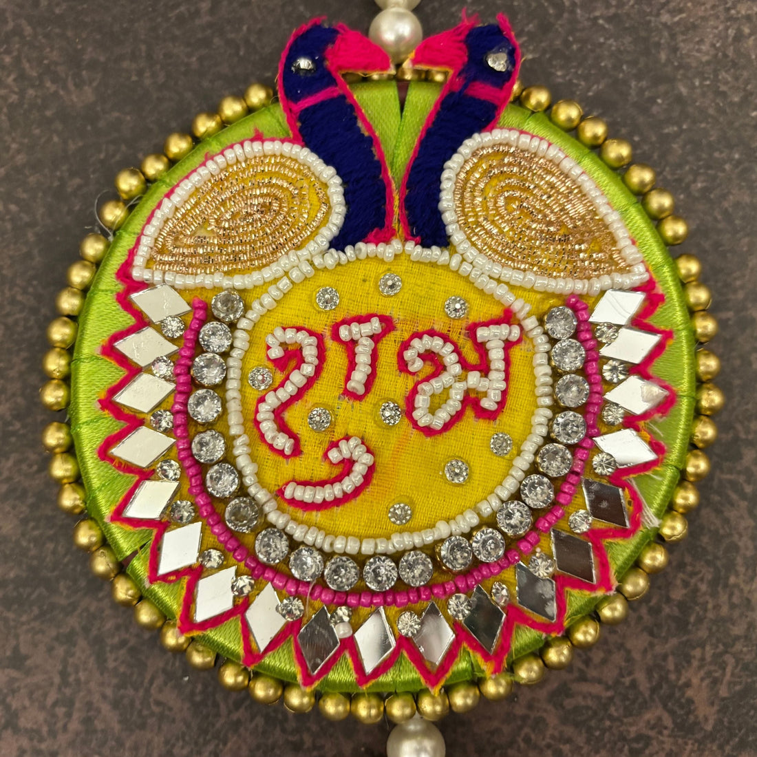 Handmade Peacock Shubh Labh Hanging - Designer Laddu Gopal Dress, Kanha Ji Poshak & Bal Gopal Dress for Janmashtami Festival