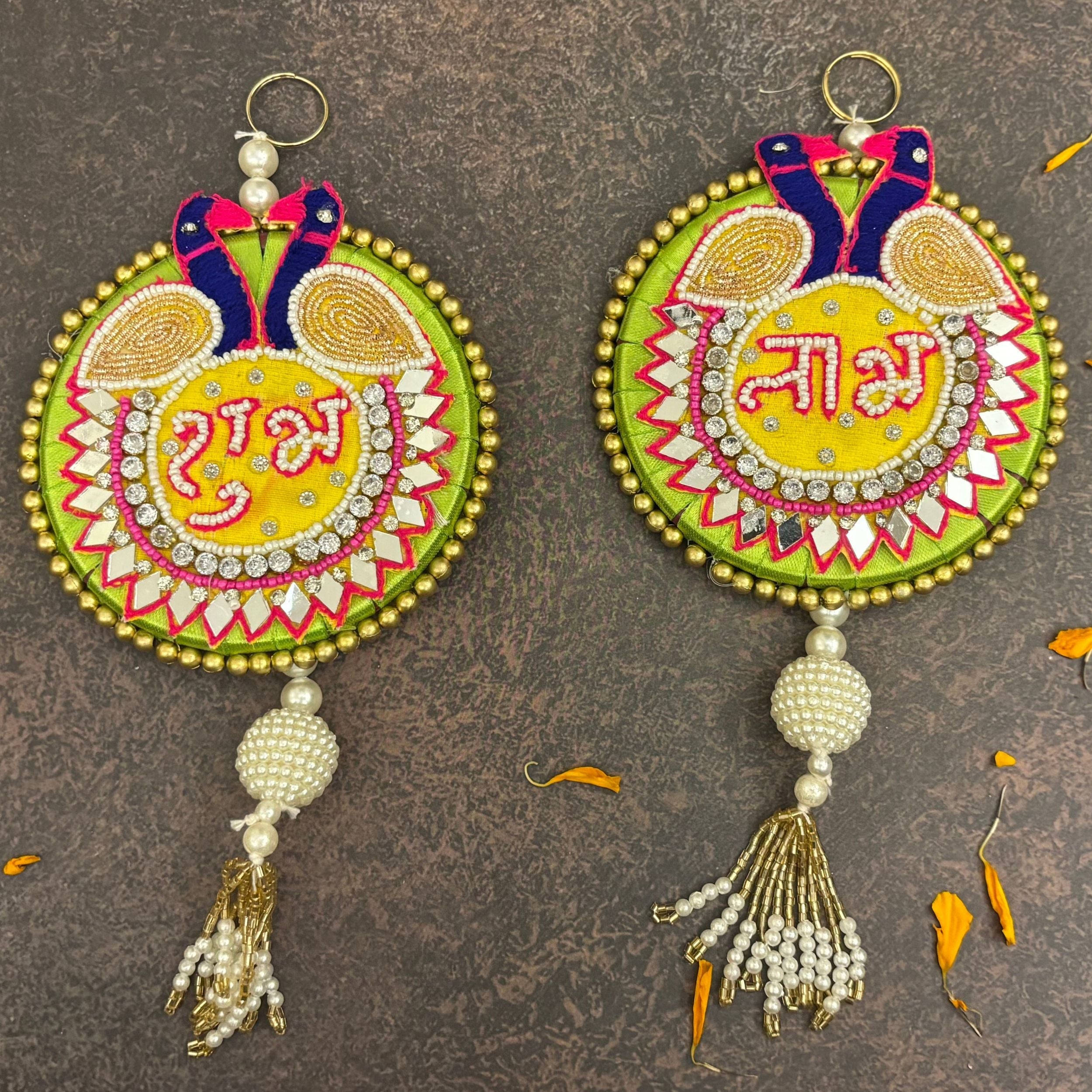Handmade Peacock Shubh Labh Hanging - Designer Laddu Gopal Dress, Kanha Ji Poshak & Bal Gopal Dress for Janmashtami Festival
