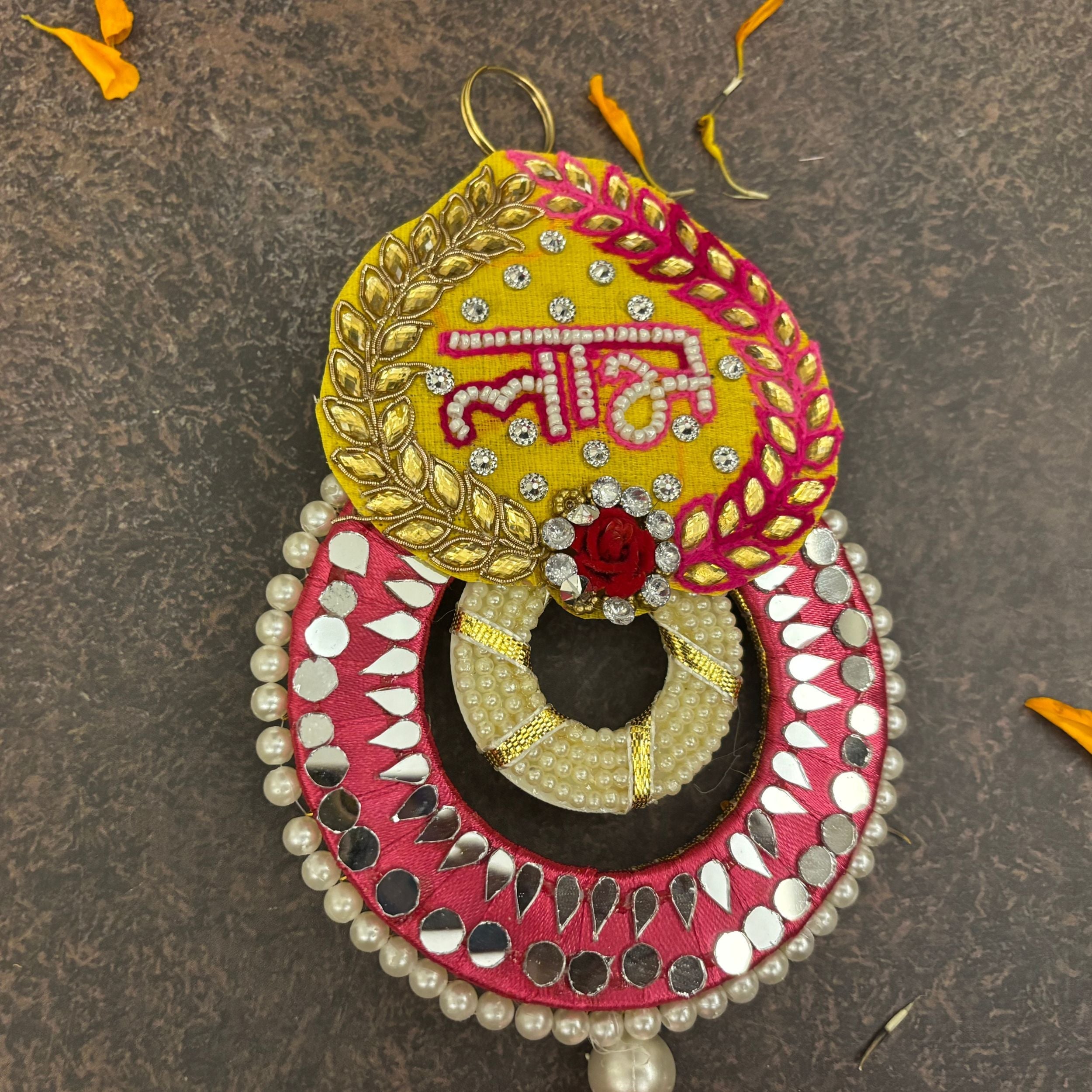 Handmade Blush Shubh Labh Hangings - Designer Laddu Gopal Dress, Kanha Ji Poshak & Bal Gopal Dress for Janmashtami Festival