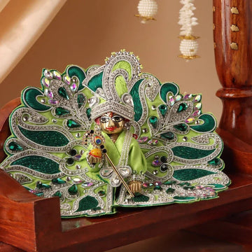 Handmade Varsha Raag Lime Green Laddu Gopal Dress | Designer Kanha Ji Poshak for Janmashtami | Fancy Bal Gopal Dress | Krishna Ji Outfit