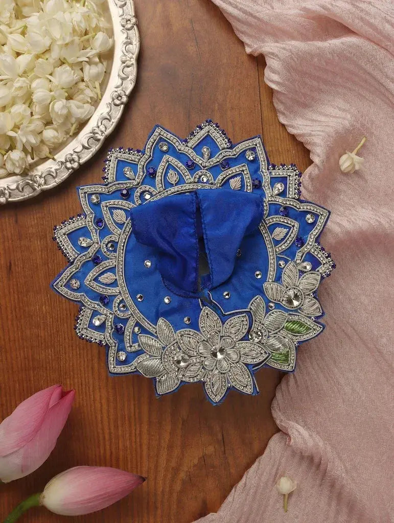 Handmade Royal Blue Laddu Gopal Poshak - Designer Kanha Ji Dress for Janmashtami, Fancy Bal Gopal Dress, Krishna Ji Outfit