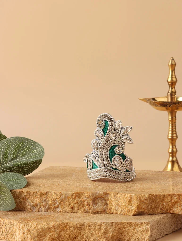 Handmade Emerald Green Laddu Gopal Dress - Designer Kanha Ji Poshak for Janmashtami, Fancy Bal Gopal Dress, Krishna Ji Outfit
